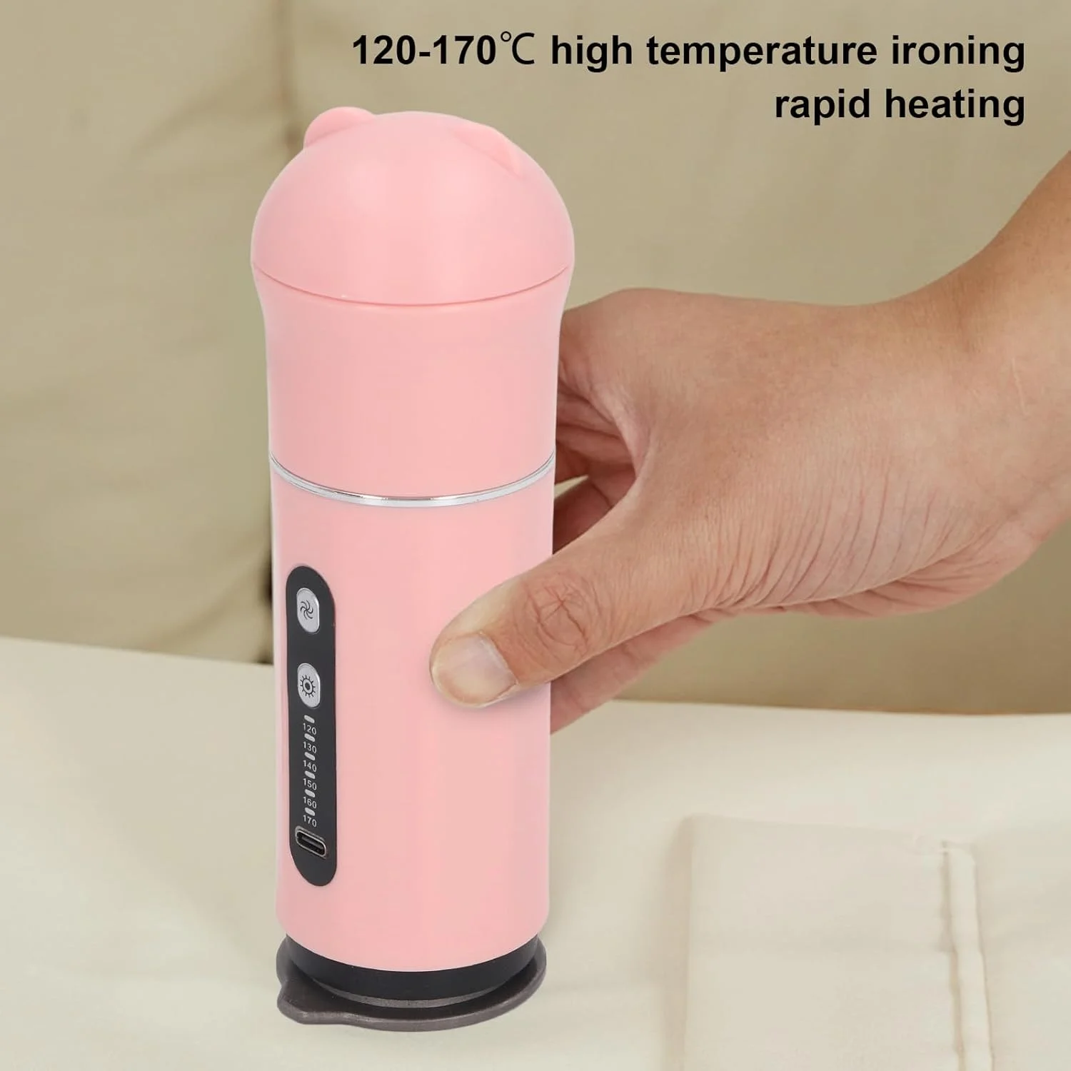 اتو بخار دستی شارژی برای لباس، دستگاه اتو بخار قابل حمل پارچه ای مسافرتی برای لباس، لوازم ضروری خوابگاه دانشجویی (گلگون)