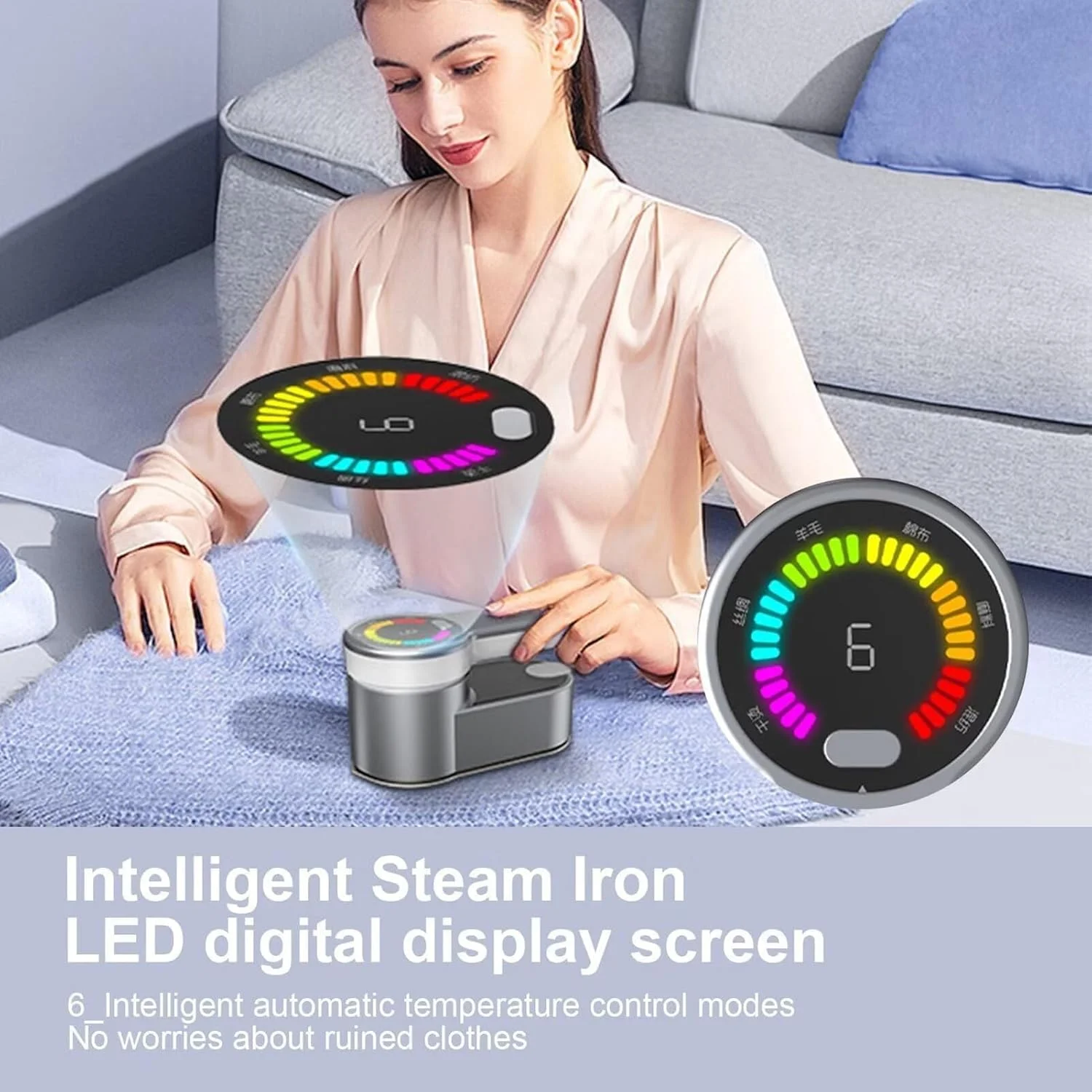 اتو بخار دستی لباس، اتو بخار برای لباس، اتو بخار کوچک قابل حمل برای لباس، 6 حالت هوشمند اتو کشی اتو بخار مسافرتی دستی، گرم شدن سریع 5 ثانیه ای اتو بخار چرخشی 180 درجه