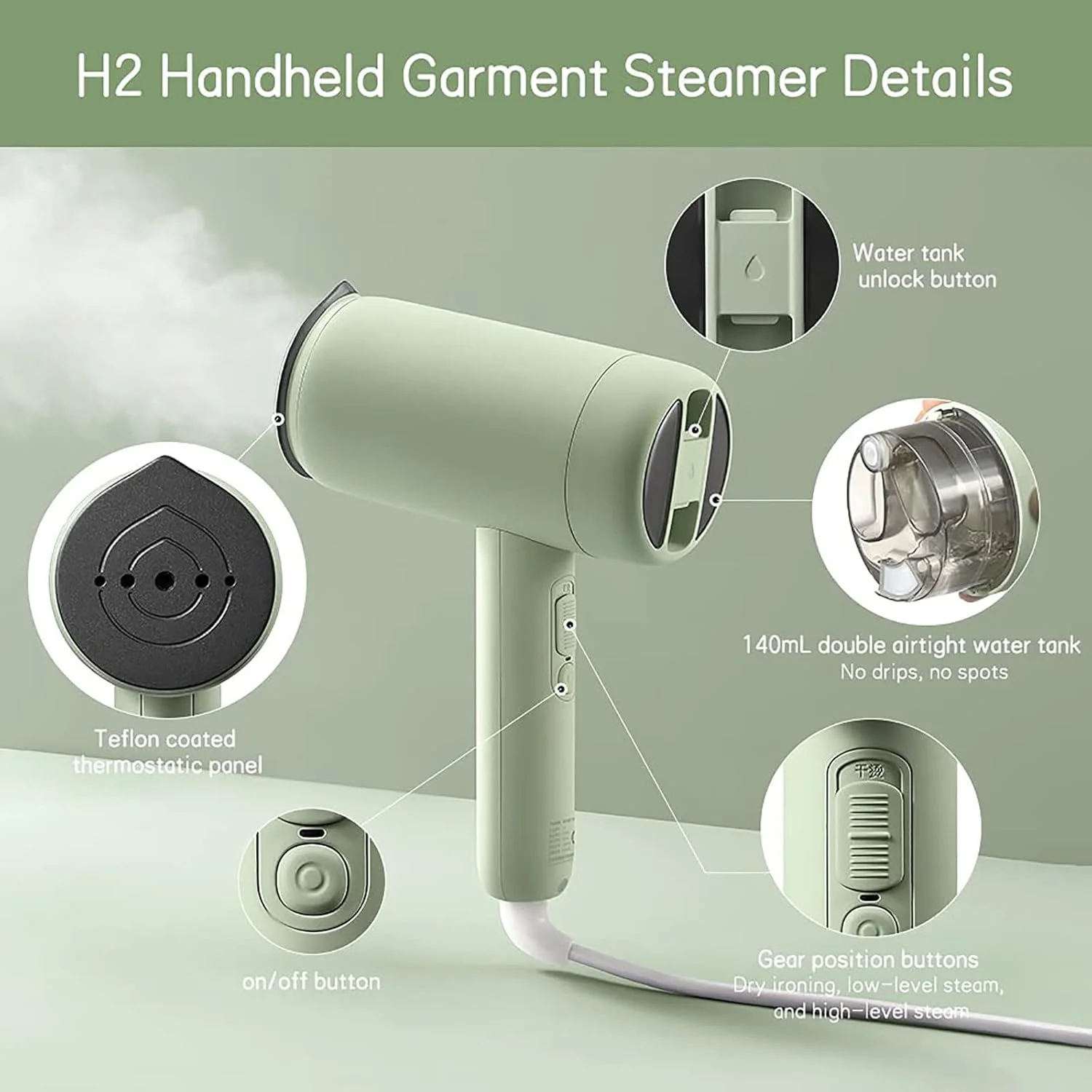 بخارگر دستی لباس GHQERTY، بخارگر تاشو مسافرتی 25 گرم در دقیقه، از بین برنده چروک پارچه سبک وزن، اتو بخار برای خانه و مسافرت بخارگر دستی لباس GHQERTY، بخارگر تاشو مسافرتی 25 گرم در دقیقه، از بین برنده چروک پارچه سبک وزن، اتو بخار برای خانه و مسافرت