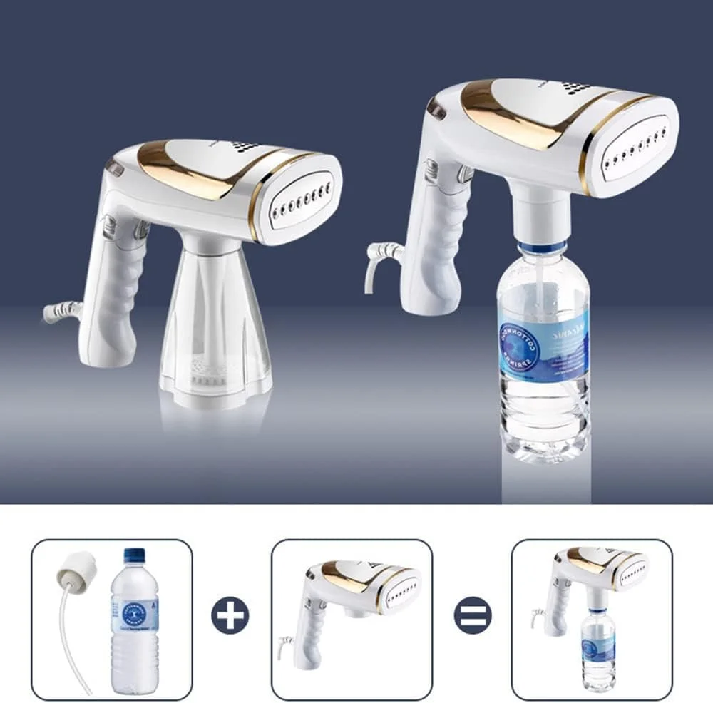 بخارگرهای مسافرتی، اتو بخار دستی قابل حمل برای لباس و پارچه 1600 وات، گرم شدن سریع 40 ثانیه ای، خاموش شدن خودکار، مخزن آب بزرگ جداشدنی، از بین برنده چروک پارچه و اتو لباس 2 در 1