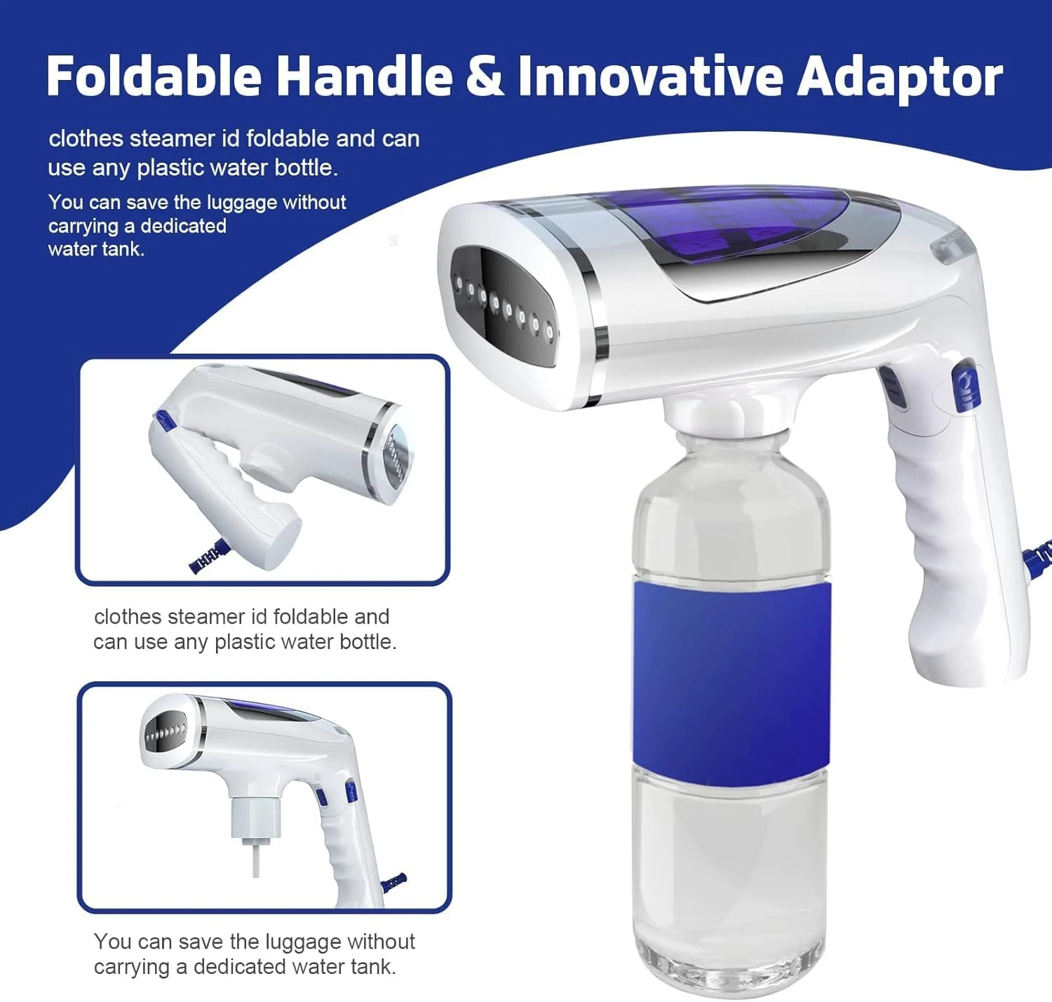 بخارگر لباس، اتو بخار لباس با 3 حالت مختلف برای از بین بردن چروک پارچه، بخارگر مسافرتی لباس با مخزن آب بزرگ 250 میلی لیتری، اتو بخار با گرم شدن سریع برای لباس با 3 برس