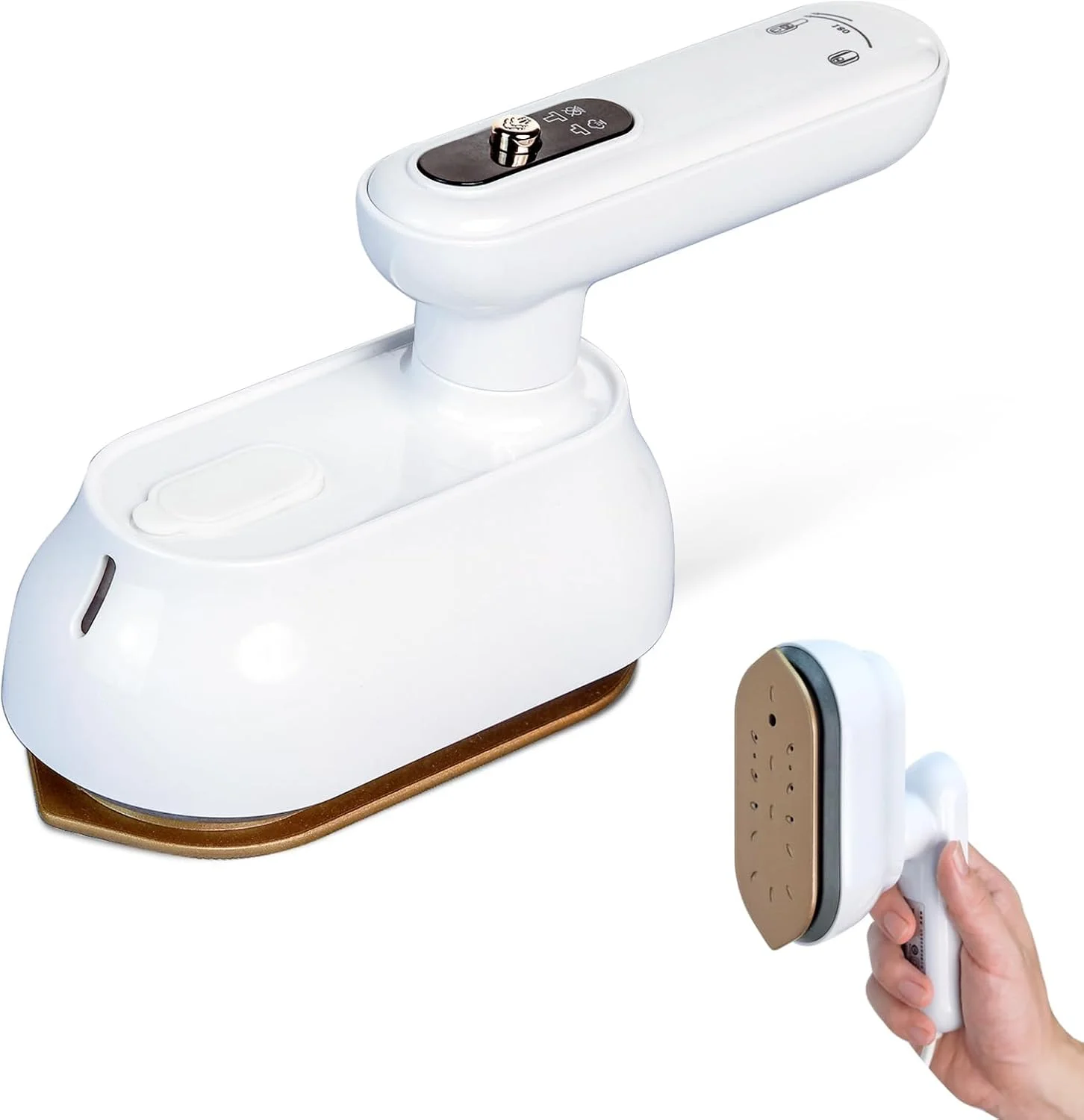 اتو بخار مسافرتی کوچک Excefore، اتو بخار قابل حمل برای لباس، اتو بخار دستی با قابلیت چرخش 180 درجه، کفی نچسب، دسته ضد لغزش، مناسب برای مسافرت، خانه، کار، سفید