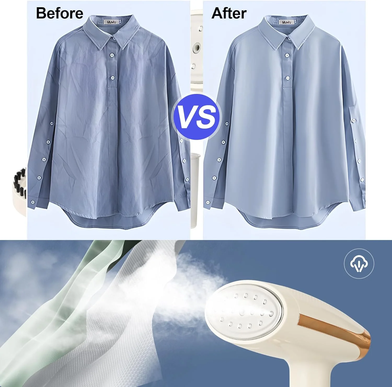 بخارگر دستی لباس اکسفور، اتو بخار دستی با گرم شدن سریع 15 ثانیه ای، بخارگر قدرتمند با قابلیت نفوذ بخار برای لباس، بخارگر مسافرتی قابل حمل برای لباس، برای از بین بردن چروک پارچه ها