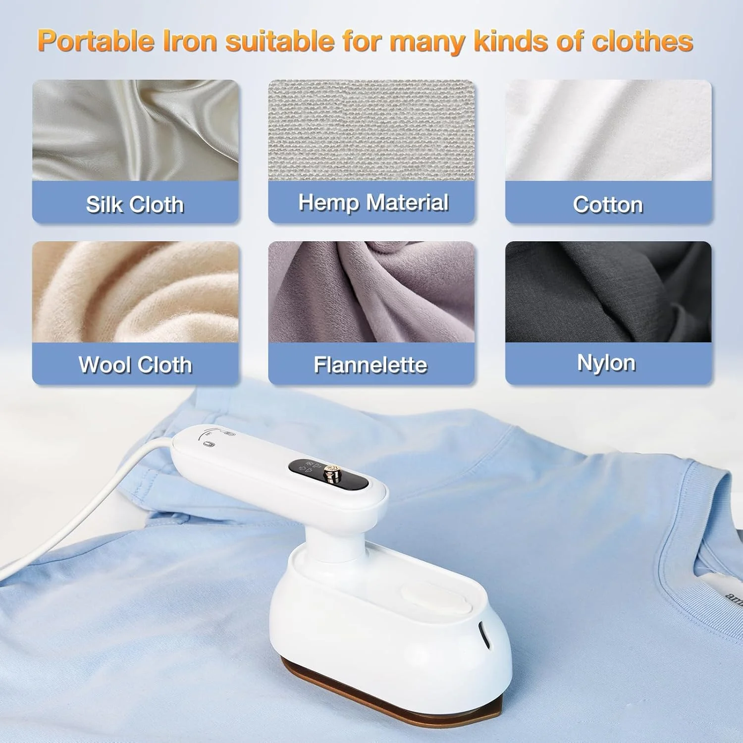 اتو بخار مسافرتی کوچک Excefore، اتو بخار قابل حمل برای لباس، اتو بخار دستی با قابلیت چرخش 180 درجه، کفی نچسب، دسته ضد لغزش، مناسب برای مسافرت، خانه، کار، سفید