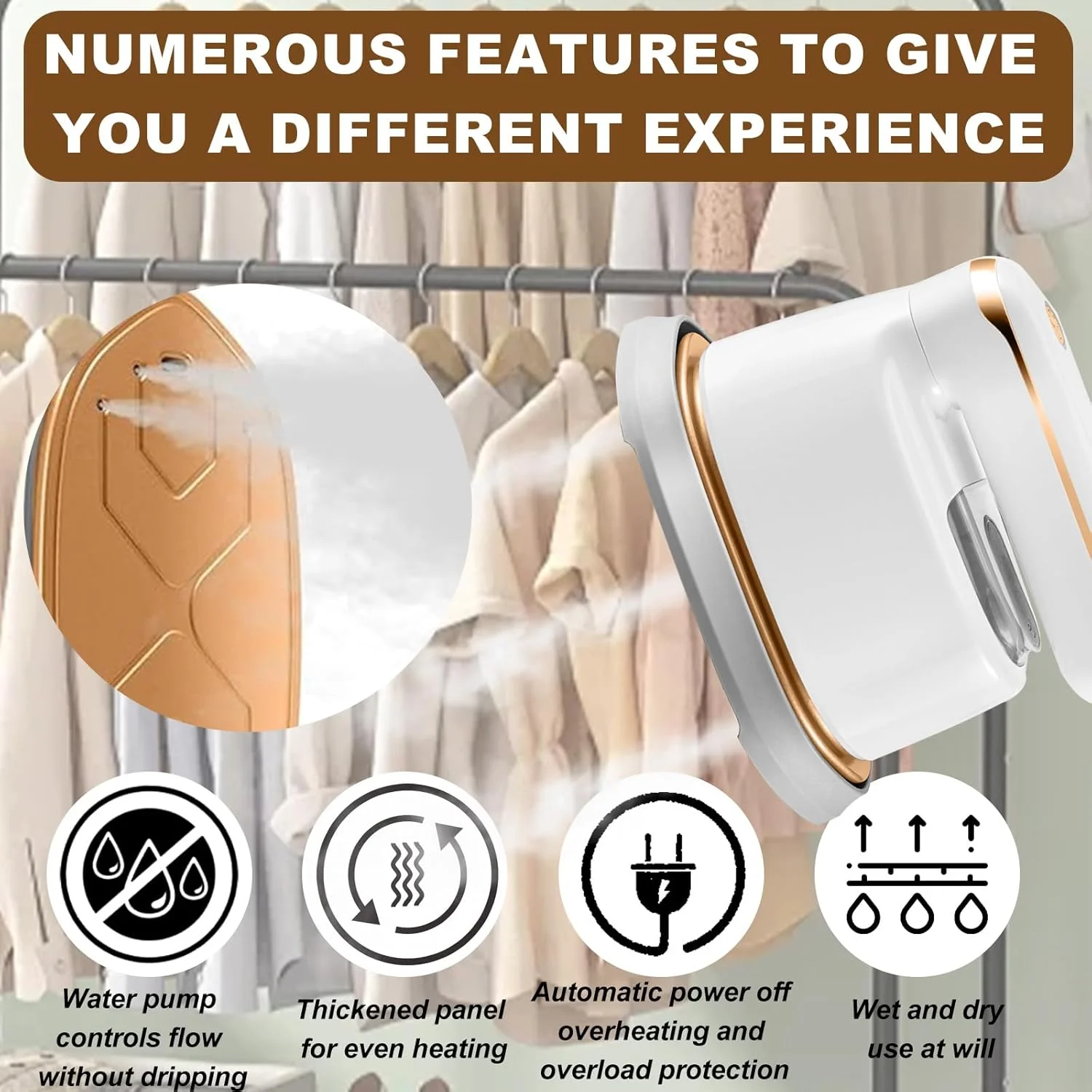 اتو بخار 2 در 1 FengMingoo، خروجی 6 سوراخه، چرخش 180 درجه، مخزن آب شفاف، 1100 وات، گرم شدن سریع 15 ثانیه ای، 3 سطح خروجی بخار، اتو بخار قابل حمل لباس برای مسافرت، خانه و محل کار، (سفید) اتو بخار 2 در 1 FengMingoo، خروجی 6 سوراخه، چرخش 180 درجه، مخزن آب شفاف، 1100 وات، گرم شدن سریع 15 ثانیه ای، 3 سطح خروجی بخار، اتو بخار قابل حمل لباس برای مسافرت، خانه و محل کار، (سفید)