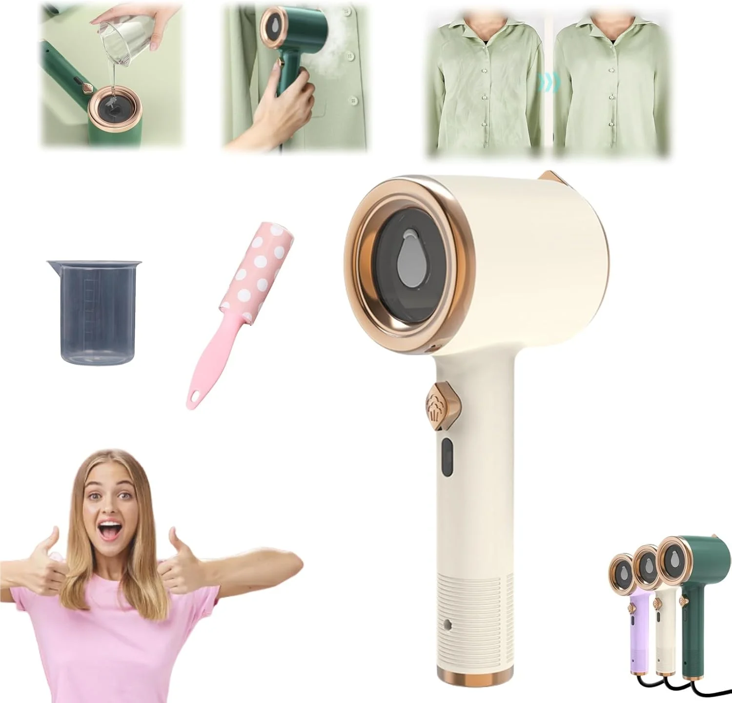 اتو بخار Emboadlie، مینی اتو مسافرتی قابل حمل، اتو بخار دستی کوچک برقی، اتو بخار سریع پیش گرم شونده خانگی و مسافرتی (سفید - 1 عدد)