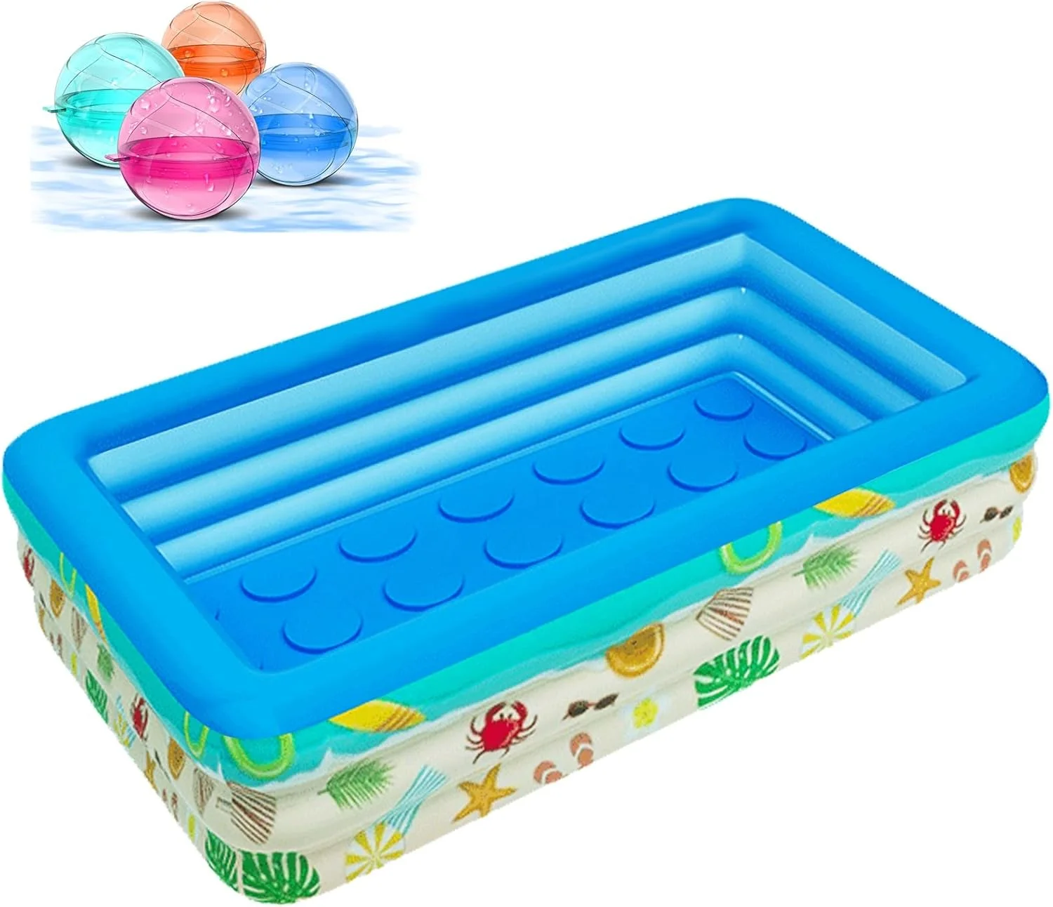 استخر بادی کم عمق کودک آکمن به همراه توپ های شناور آبی، مناسب برای کودکان، نوزادان و بزرگسالان، قابل استفاده در فضای داخلی، خارجی، حیاط، باغ، سرگرمی و مهمانی های آبی (A01)