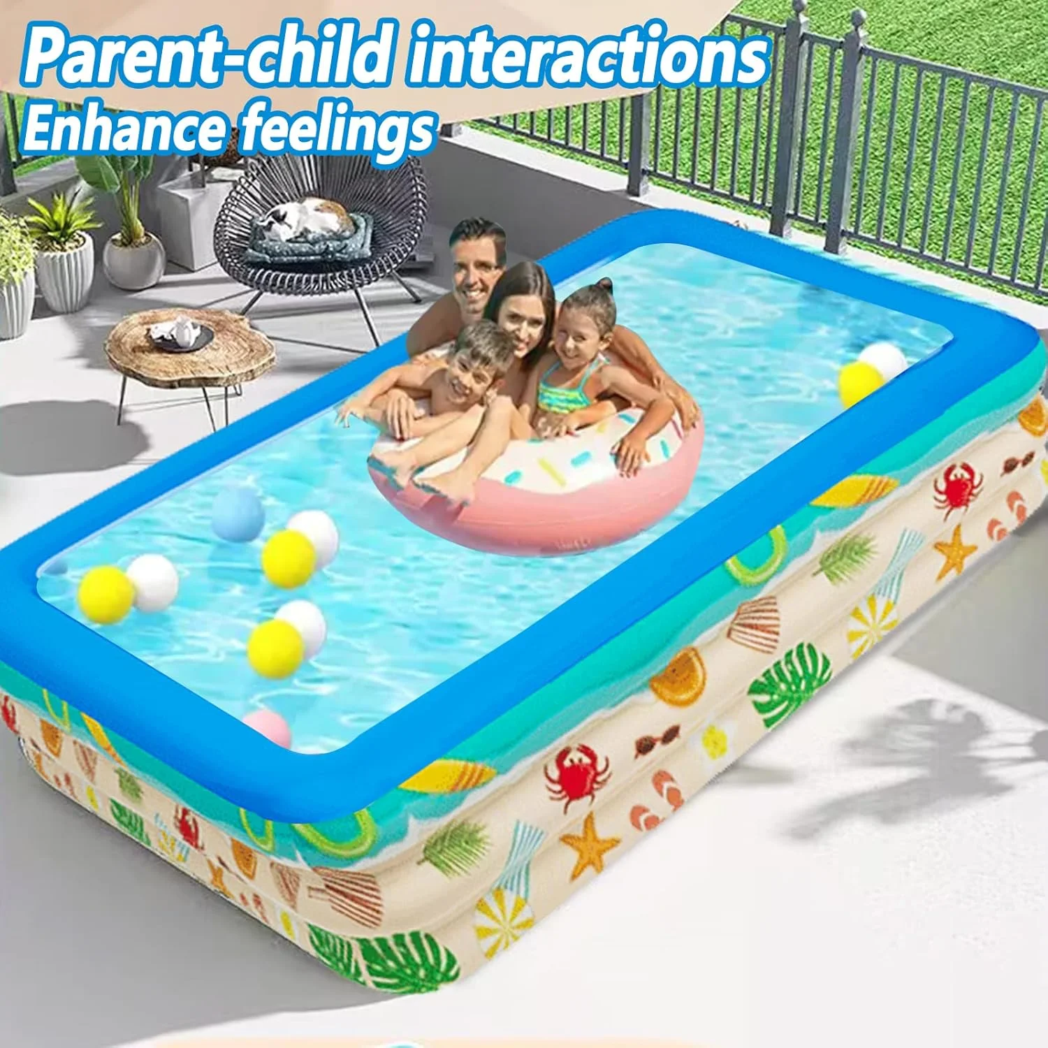 استخر بادی کم عمق کودک آکمن به همراه توپ های شناور آبی، مناسب برای کودکان، نوزادان و بزرگسالان، قابل استفاده در فضای داخلی، خارجی، حیاط، باغ، سرگرمی و مهمانی های آبی (A01)