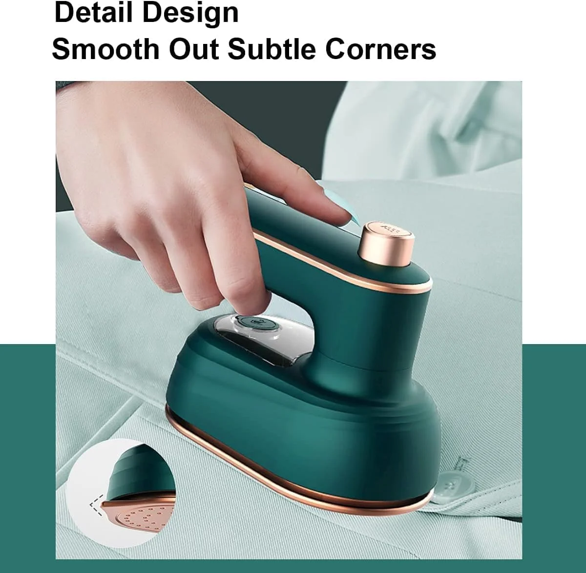 بخارگر مسافرتی اسلان 1000 وات | بخارگر دستی لباس با صفحه سرامیکی نچسب - قابل حمل برای خانه و مسافرت، گرم شدن سریع 15 ثانیه ای | اتو بخار کوچک مرطوب/خشک (سبز زمردی)