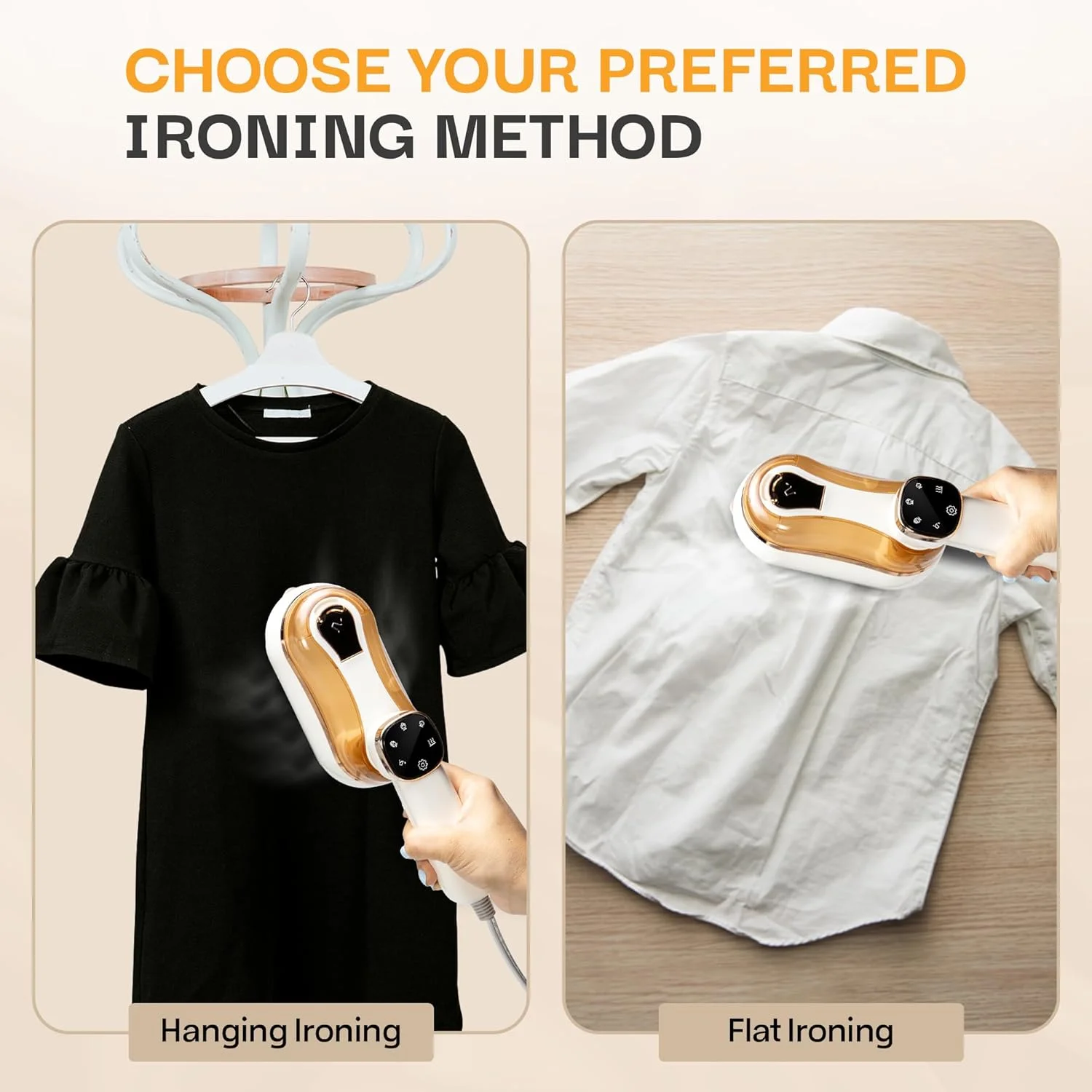 بخارگر لباس ECSteam، اتو بخار و از بین برنده چروک قابل حمل 2 در 1، گرم شدن سریع 1200 واتی، طراحی جمع و جور مناسب سفر، مخزن 180 میلی لیتری، صفحه سرامیکی، دسته چرخان