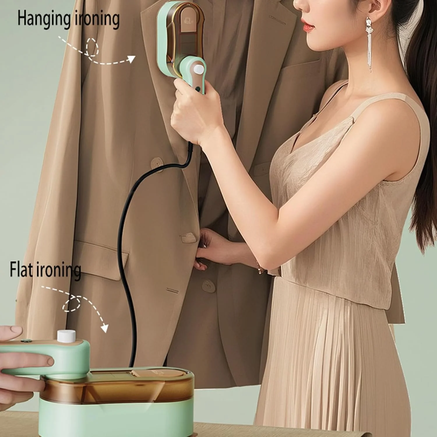 بخارگر لباس، بخارگر مسافرتی قابل حمل با اندازه دستی - اتو بخار لباس پیراهن با دسته چرخان 180 درجه برای کیف دستی، کشو، چمدان، خانه، محل کار، خوابگاه، تعطیلات