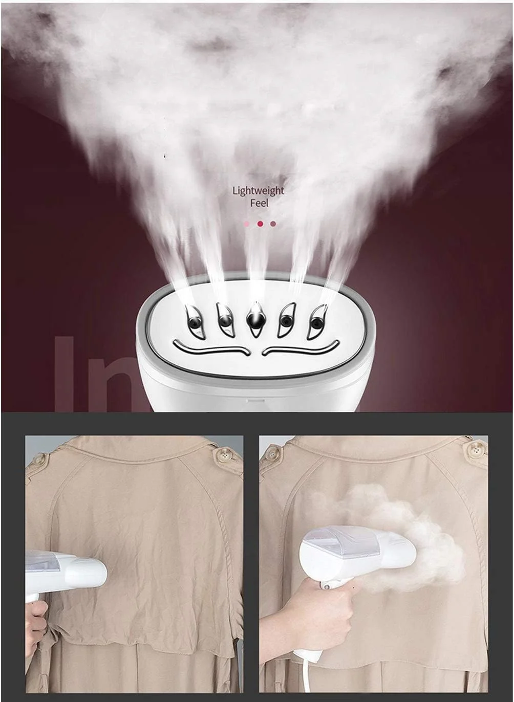 اتو بخار دستی کوچک خانگی CLX، دستگاه بخار قابل حمل، اتو بخار مسافرتی مینی، برس بخار 1300 وات