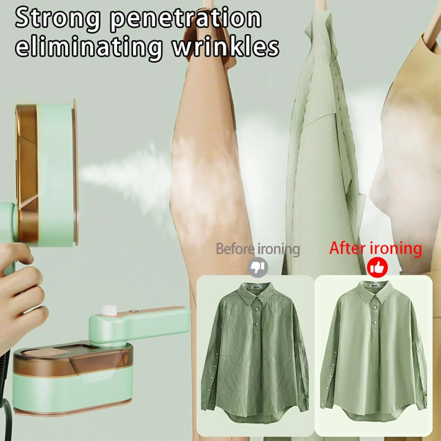 بخارگر لباس دستی | بخارگر مسافرتی قابل حمل با اندازه دستی - دسته چرخان 180 درجه اتو بخار صاف کننده لباس تاشو برای کیف دستی چمدان کشو خوابگاه سفر خانه تعطیلات