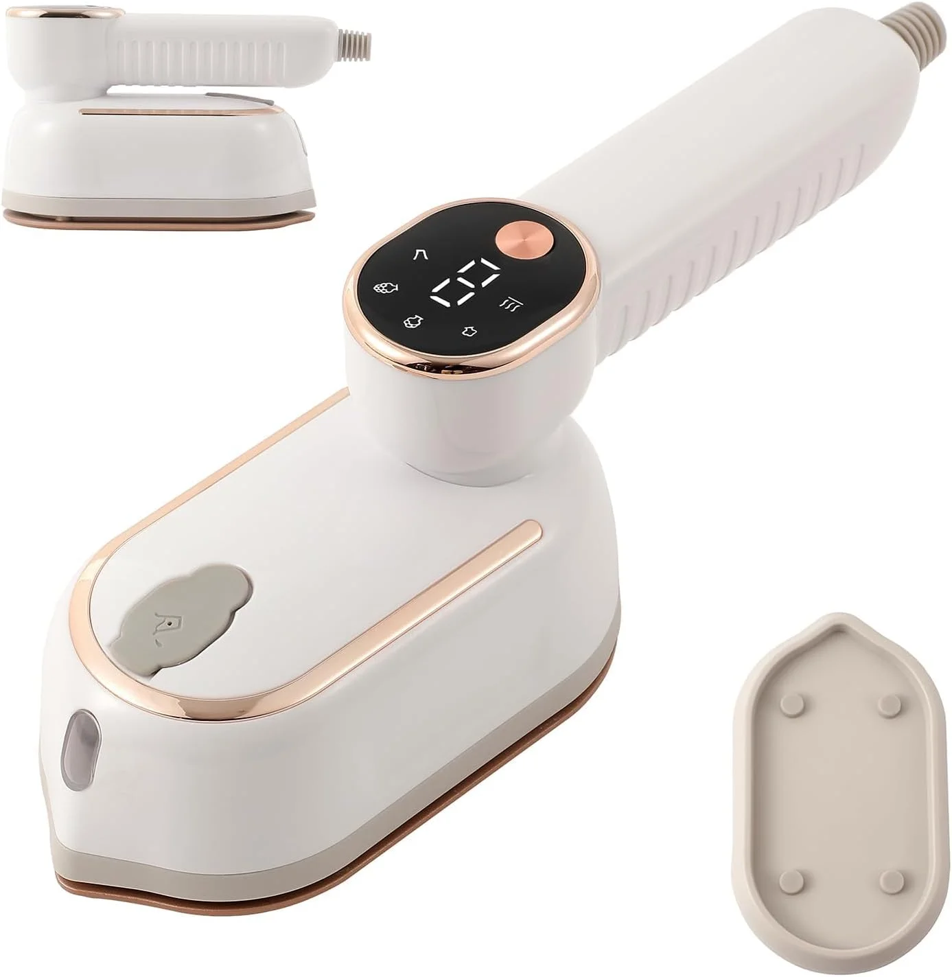 اتو بخار مسافرتی برای لباس، اتو بخار دستی قابل حمل 2 در 1 با صفحه نمایش LCD، گرم شدن سریع 1300 واتی، 3 حالت بخار، دسته چرخان 180 درجه، طراحی تاشو برای استفاده در خانه، مسافرت و محل کار