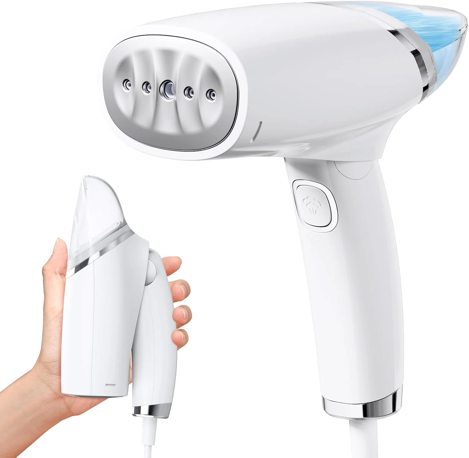 بخارگر دستی مسافرتی BIGTHREE، بخارگر کوچک تاشو 2 در 1 برای لباس، بخارگر قابل حمل کوچک برای لباس، اتو بخار با برس و فنجان اندازه گیری، اتو مسافرتی سبک وزن برای پارچه و لباس