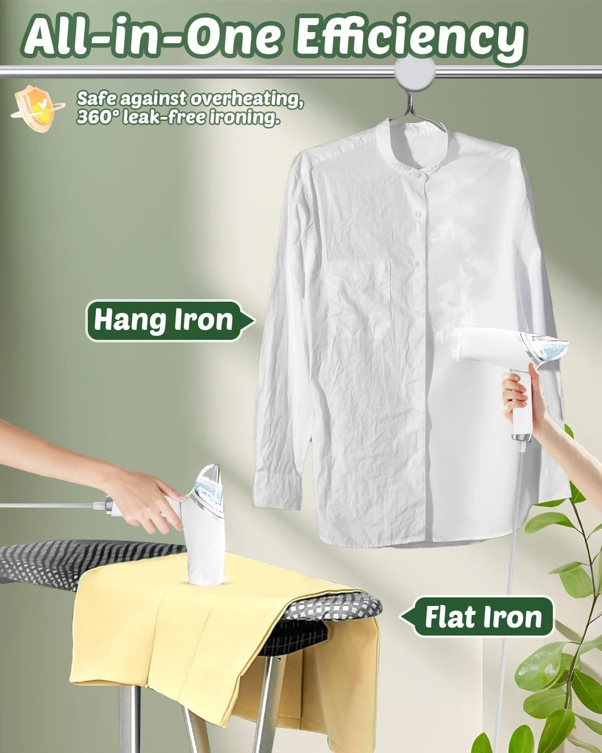 بخارگر دستی مسافرتی BIGTHREE، بخارگر کوچک تاشو 2 در 1 برای لباس، بخارگر قابل حمل کوچک برای لباس، اتو بخار با برس و فنجان اندازه گیری، اتو مسافرتی سبک وزن برای پارچه و لباس