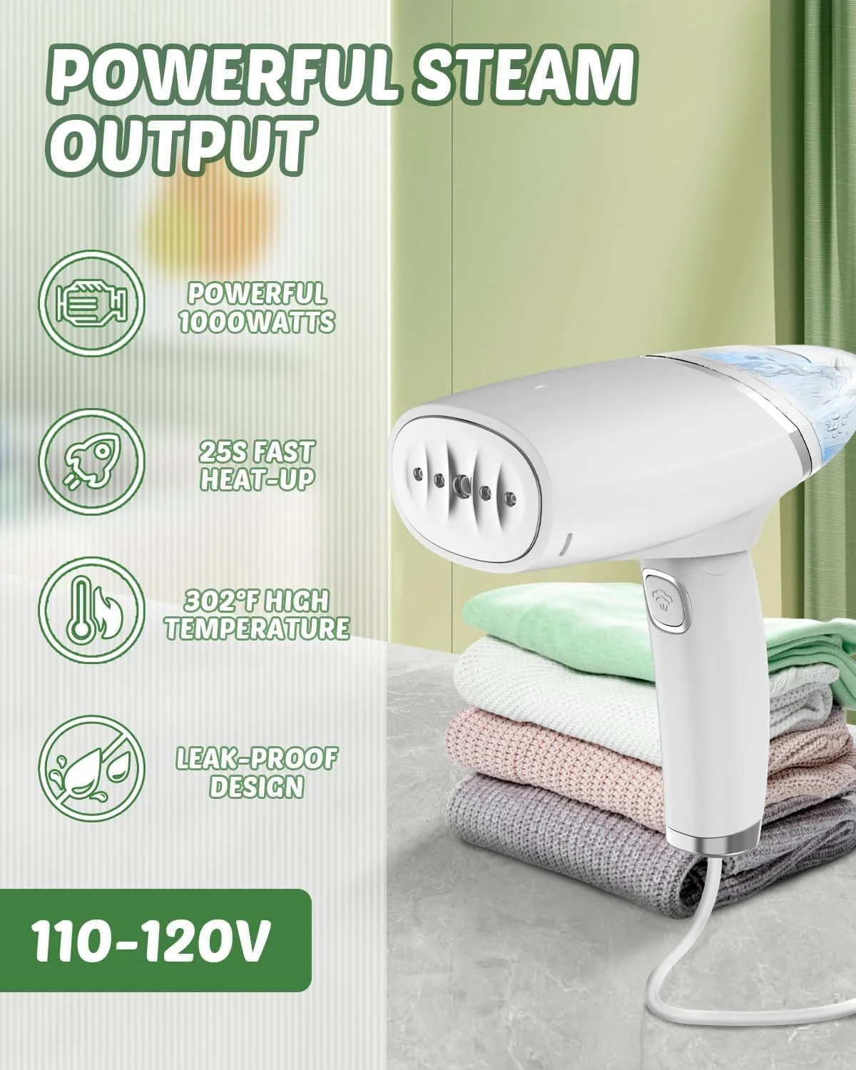 بخارگر دستی مسافرتی BIGTHREE، بخارگر کوچک تاشو 2 در 1 برای لباس، بخارگر قابل حمل کوچک برای لباس، اتو بخار با برس و فنجان اندازه گیری، اتو مسافرتی سبک وزن برای پارچه و لباس