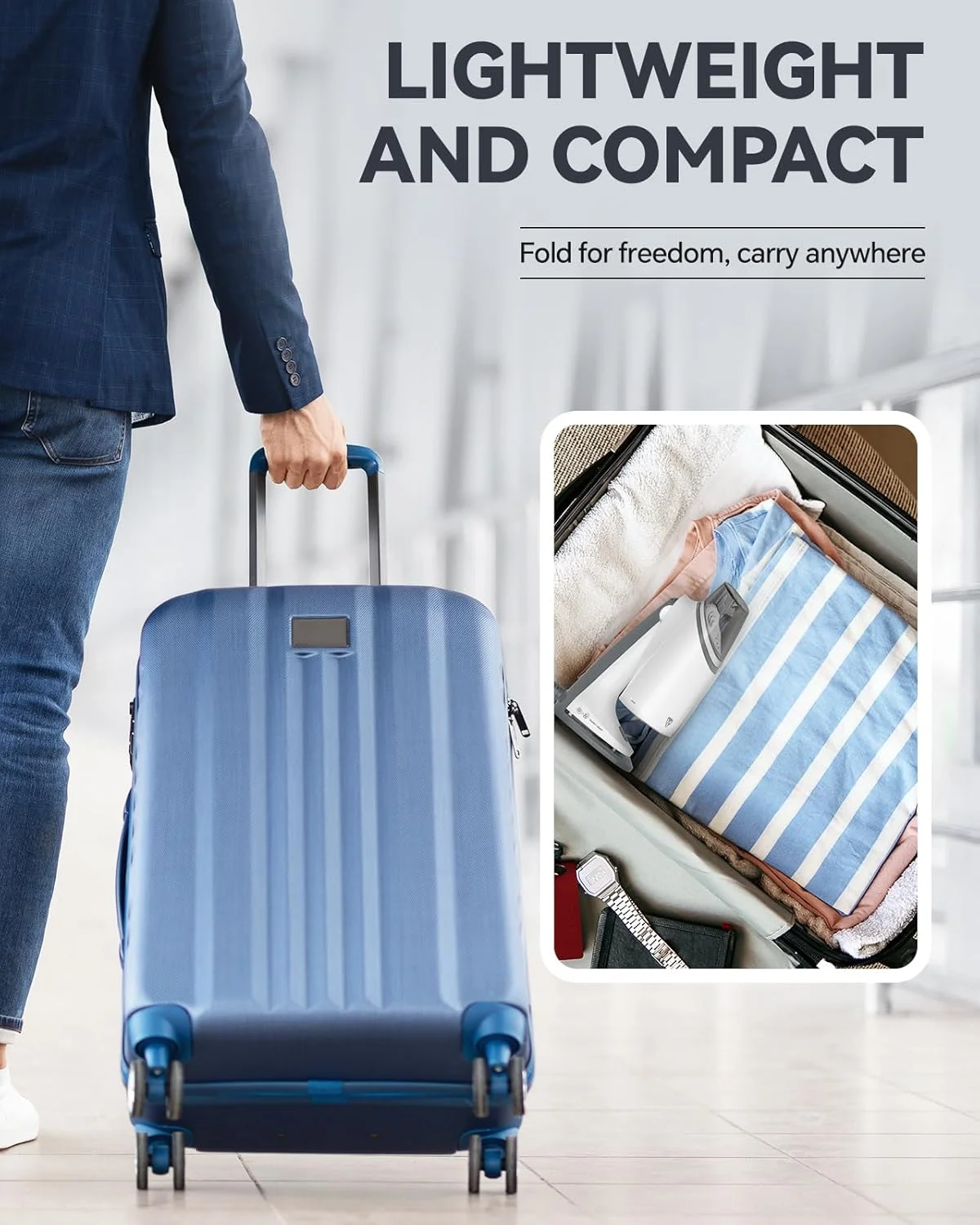 بخارگر مسافرتی لباس بیوتیورال، مینی قابل حمل با ولتاژ دوگانه، از بین برنده چروک پارچه و لباس تاشو و دستی، اتو بخار 100-220 ولت برای استفاده در سراسر جهان مانند اروپا