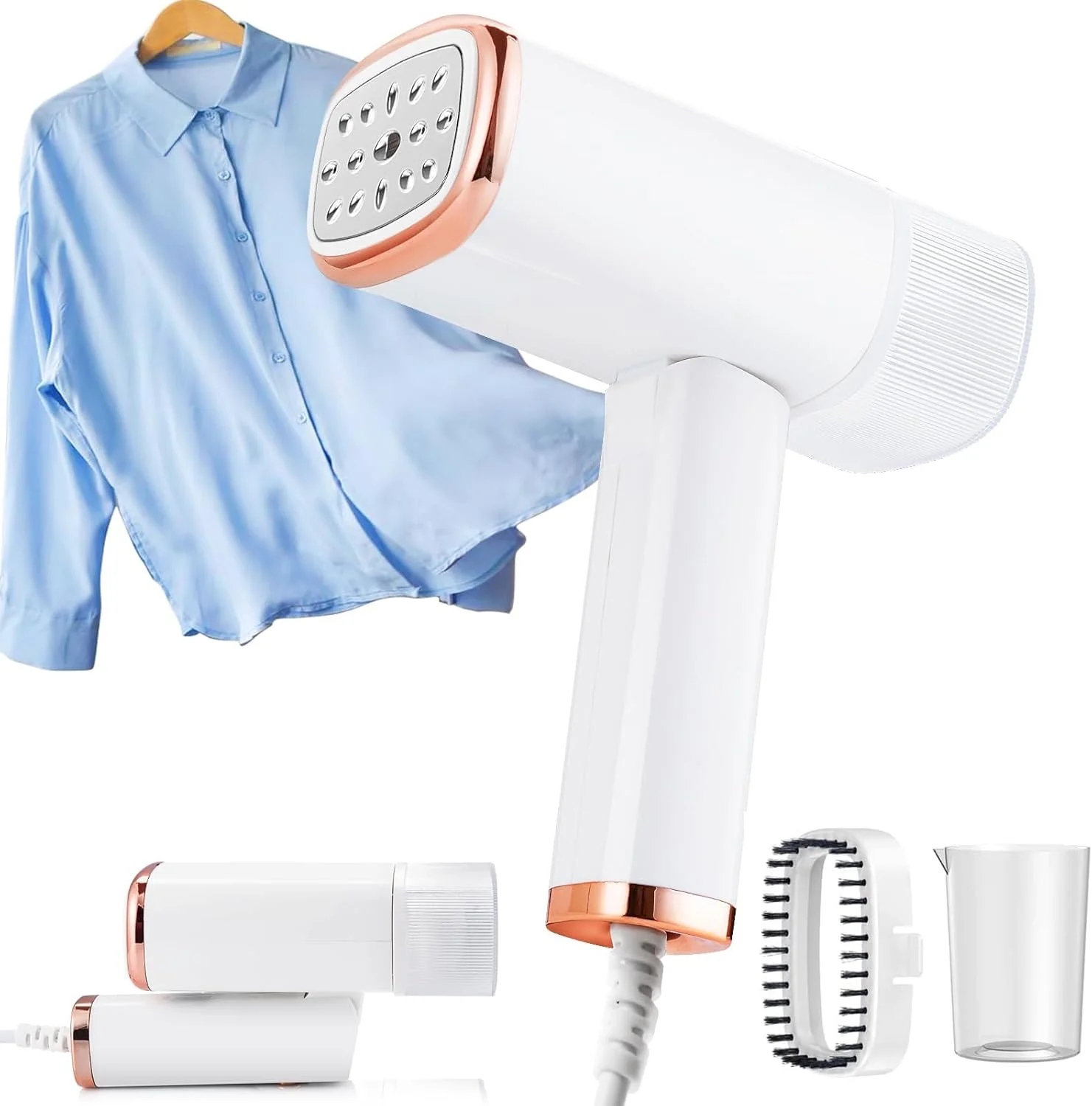 اتو بخار دستی مسافرتی BIGTHREE، اتو بخار تاشو دستی برای لباس، اتو بخار لباس قابل حمل 1200 وات با گرم شدن سریع 20 ثانیه ای و مخزن آب جداشدنی 120 میلی لیتری برای مسافرت های کاری اداری خانگی