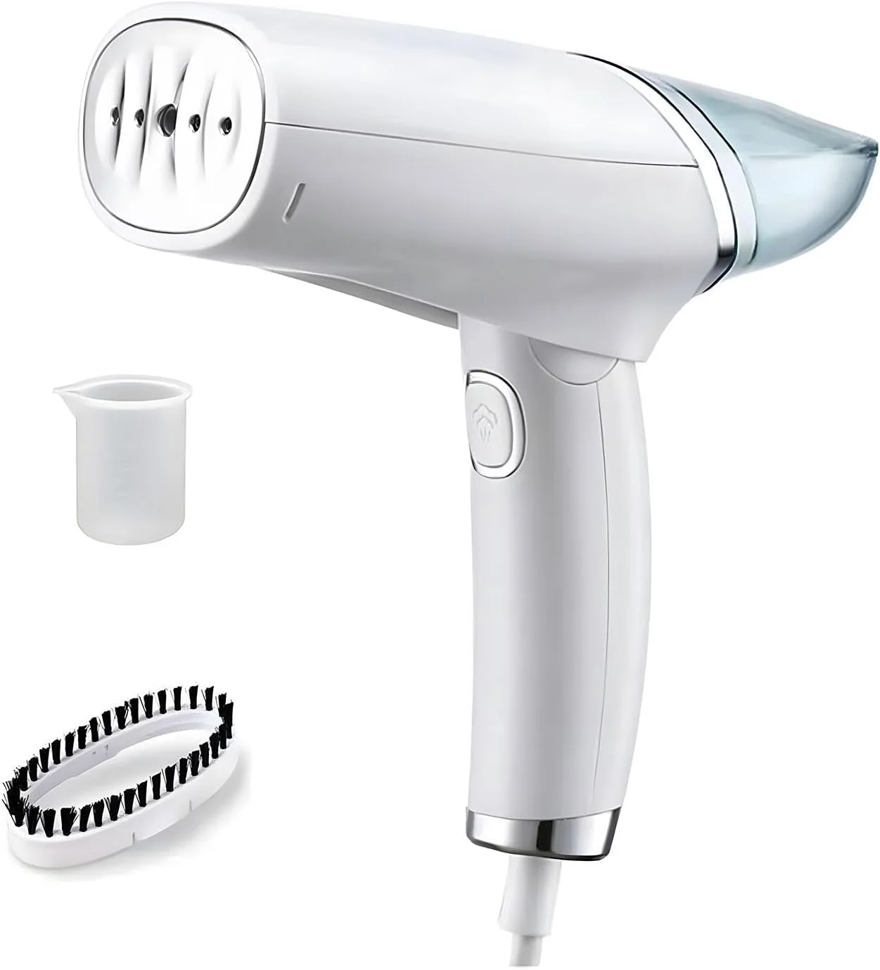 بخارگر لباس آپوتوئه تراول، اتو بخار مسافرتی 1000 وات با فنجان آب شفاف، اتو بخار دستی خانگی با برس گرد و غبار، اتو بخار تاشو برقی (دوشاخه بریتانیایی سفید)