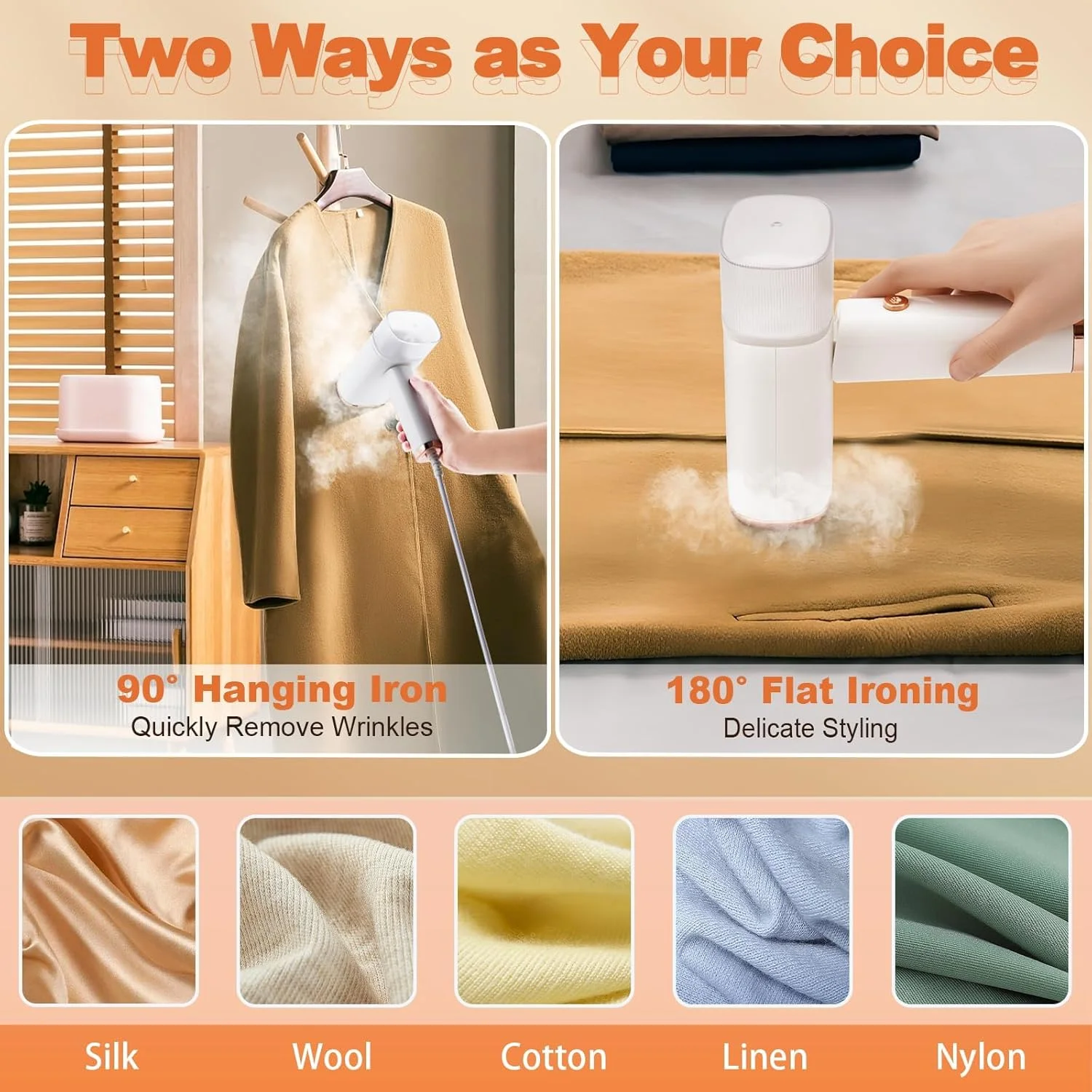 اتو بخار دستی مسافرتی BIGTHREE، اتو بخار تاشو دستی برای لباس، اتو بخار لباس قابل حمل 1200 وات با گرم شدن سریع 20 ثانیه ای و مخزن آب جداشدنی 120 میلی لیتری برای مسافرت های کاری اداری خانگی