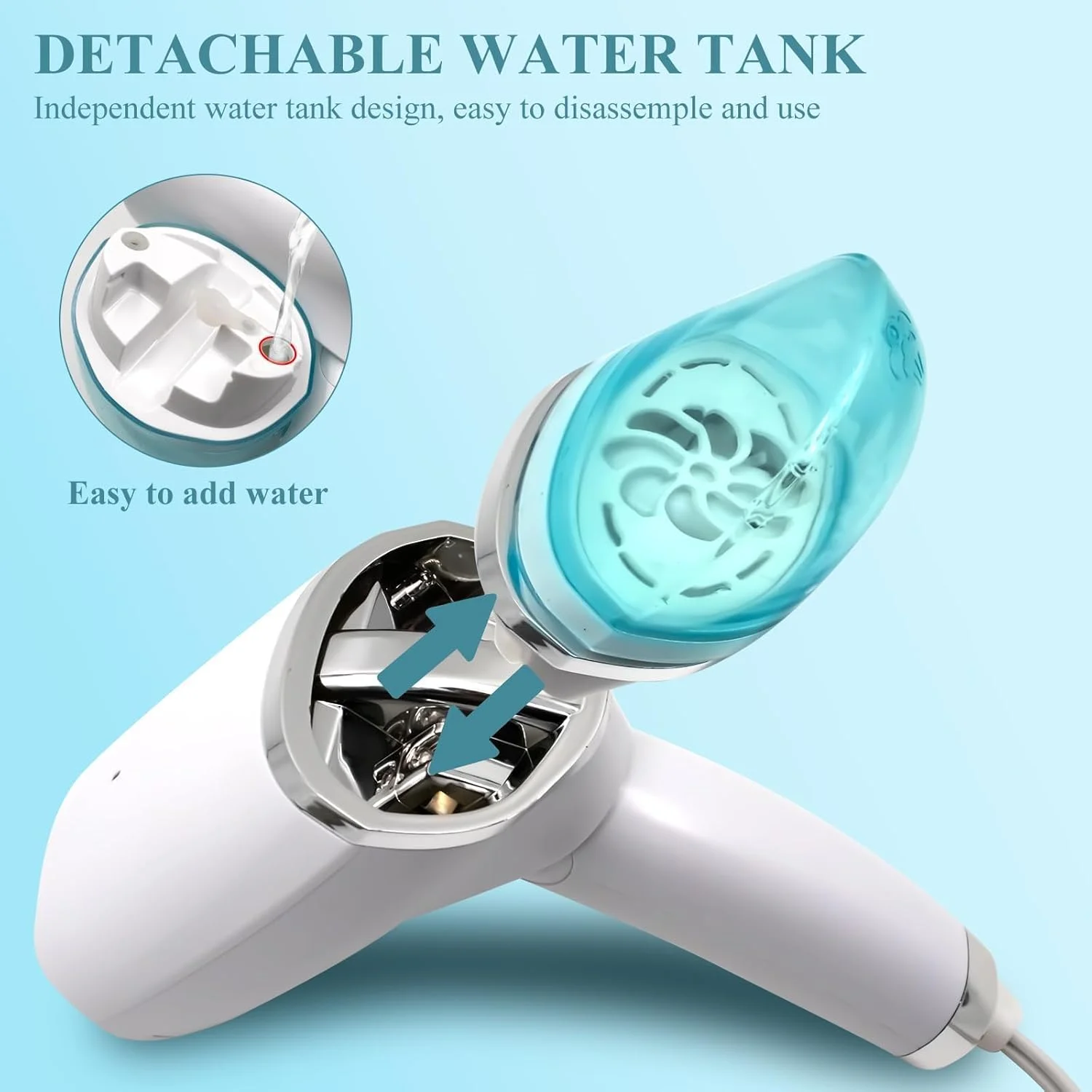 بخارگر لباس آپوتوئه تراول، اتو بخار مسافرتی 1000 وات با فنجان آب شفاف، اتو بخار دستی خانگی با برس گرد و غبار، اتو بخار تاشو برقی (دوشاخه بریتانیایی سفید)