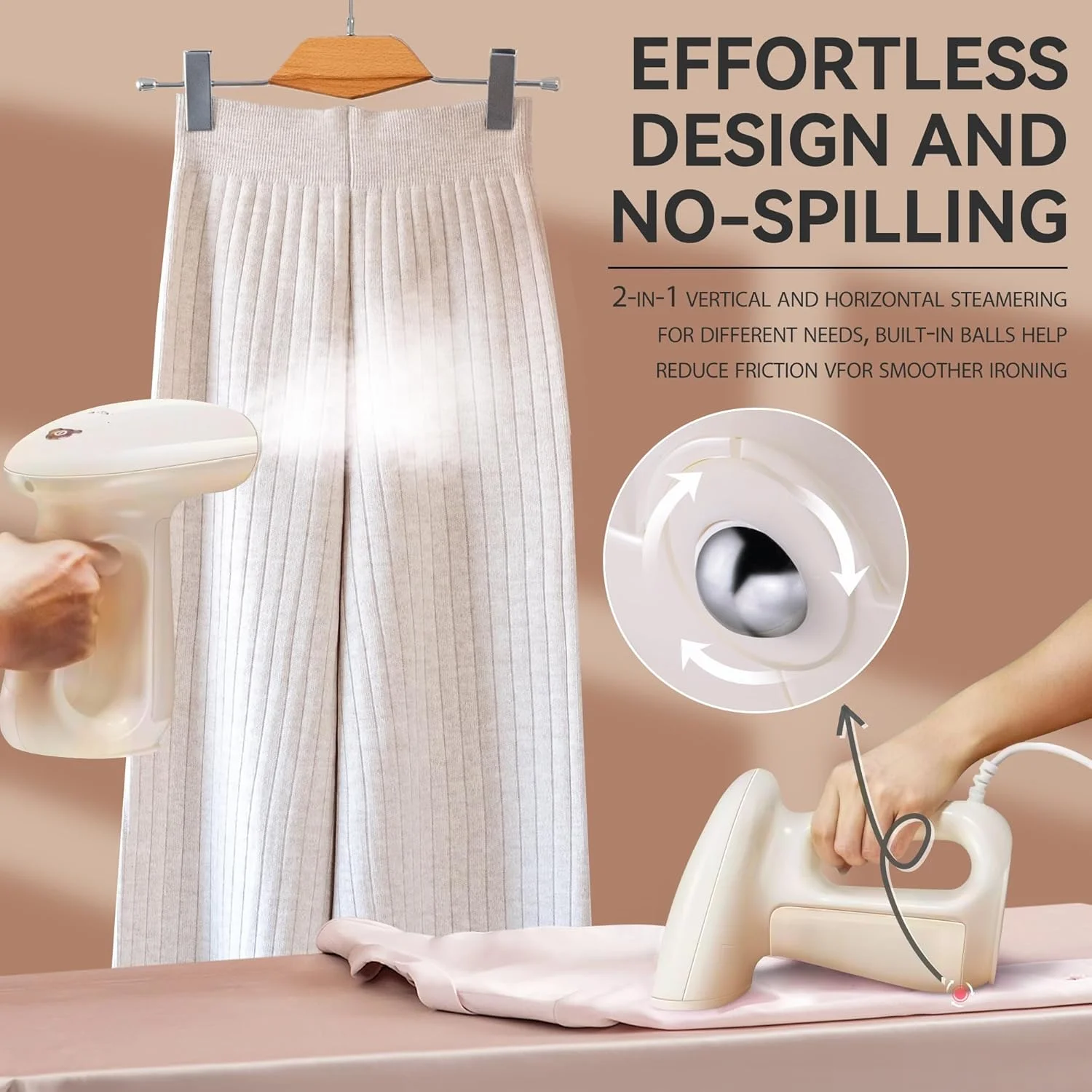 بخارگر لباس خرس، بخارگر دستی لباس، بخارگر لباس با توان 1300 وات و مخزن 230 میلی لیتری، گرم شدن سریع، خاموش شدن خودکار، اتو بخار از بین برنده چین و چروک پارچه با برس برای خانه و مسافرت