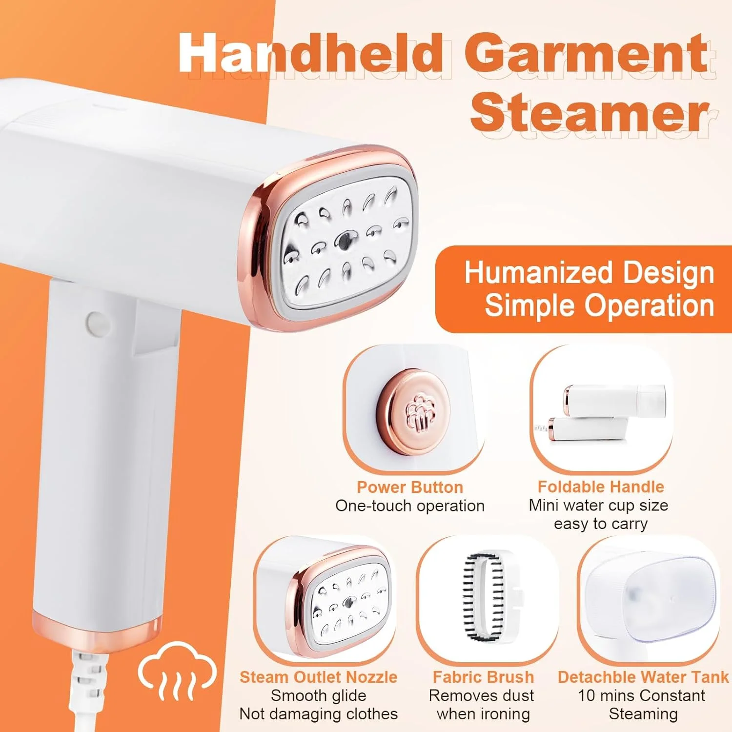 اتو بخار دستی مسافرتی BIGTHREE، اتو بخار تاشو دستی برای لباس، اتو بخار لباس قابل حمل 1200 وات با گرم شدن سریع 20 ثانیه ای و مخزن آب جداشدنی 120 میلی لیتری برای مسافرت های کاری اداری خانگی
