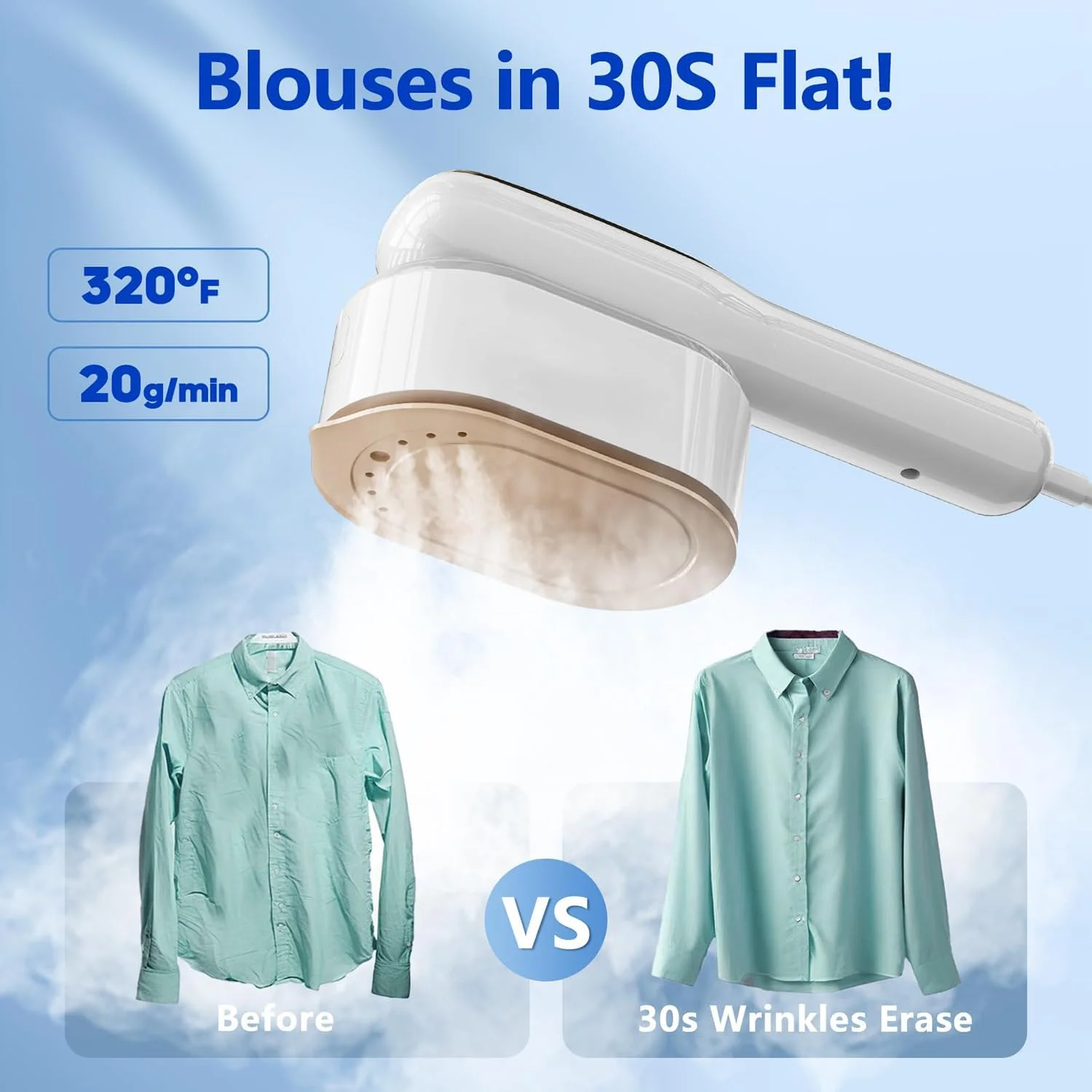 بخارگر لباس Angju، بخارگر دستی قابل حمل توربو با 5 حالت نمایشگر هوشمند، گرم شدن 15 ثانیه ای، از بین بردن چروک به صورت افقی و عمودی، اتو دو منظوره مرطوب/خشک، بخارگر لباس مناسب استفاده در منزل و مسافرت بخارگر لباس Angju، بخارگر دستی قابل حمل توربو با 5 حالت نمایشگر هوشمند، گرم شدن 15 ثانیه ای، از بین بردن چروک به صورت افقی و عمودی، اتو دو منظوره مرطوب/خشک، بخارگر لباس مناسب استفاده در منزل و مسافرت