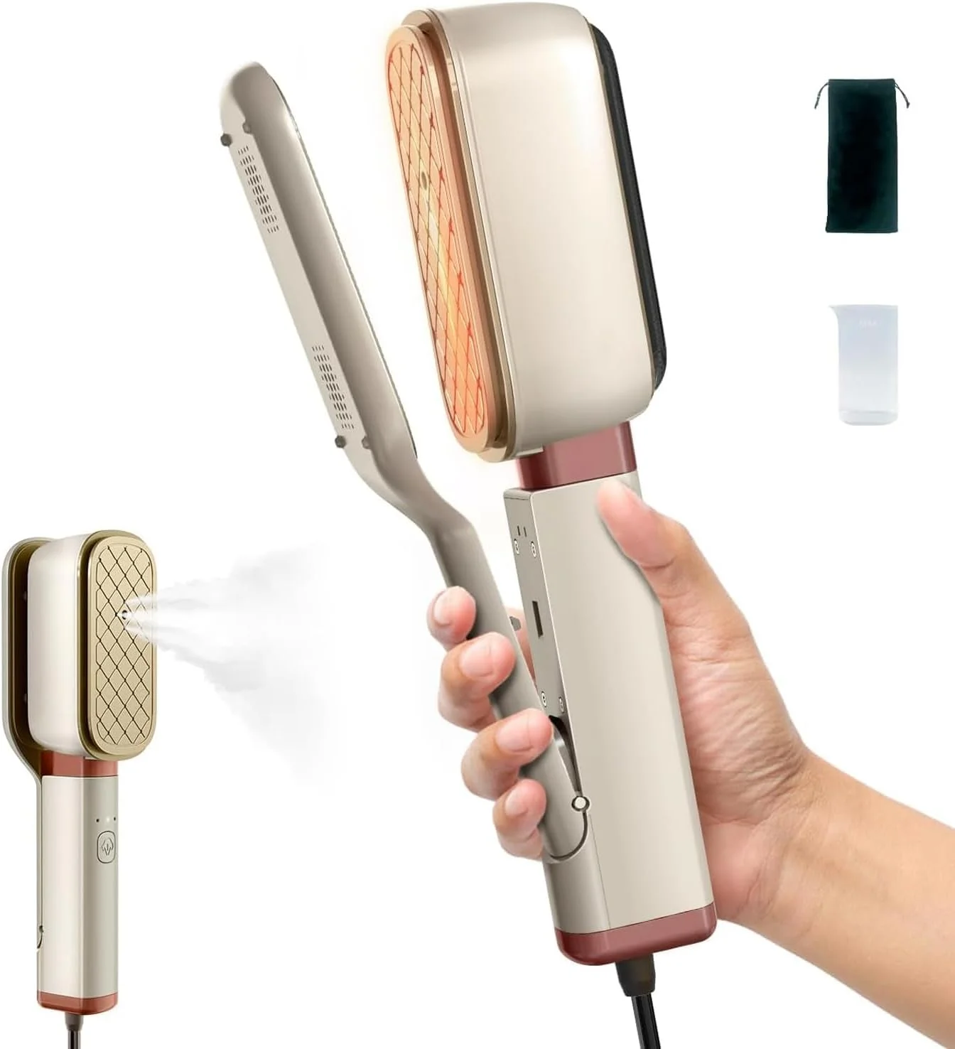 اتو بخار مسافرتی قابل حمل Angju برای لباس، اتو پرس دستی مینی 3 در 1، اتو بخار 1000 واتی سبک برای لباس، گرم شدن سریع، بخار مداوم، اتو بخار با دسته چرخان 180 درجه برای مسافرت و خانه