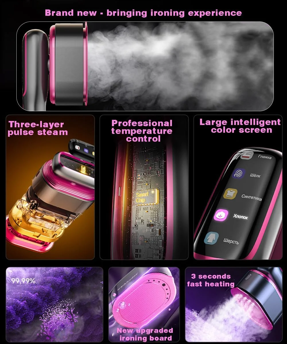 بخارگر لباس تری کلاک، بخارگر مسافرتی قابل حمل، اتو بخار و اتو دستی مد روز 2 در 1، گرم شدن سریع، نمایشگر HD، اتو سبک مینی با بخارگر لباس برای خانه و مسافرت بخارگر لباس تری کلاک، بخارگر مسافرتی قابل حمل، اتو بخار و اتو دستی مد روز 2 در 1، گرم شدن سریع، نمایشگر HD، اتو سبک مینی با بخارگر لباس برای خانه و مسافرت