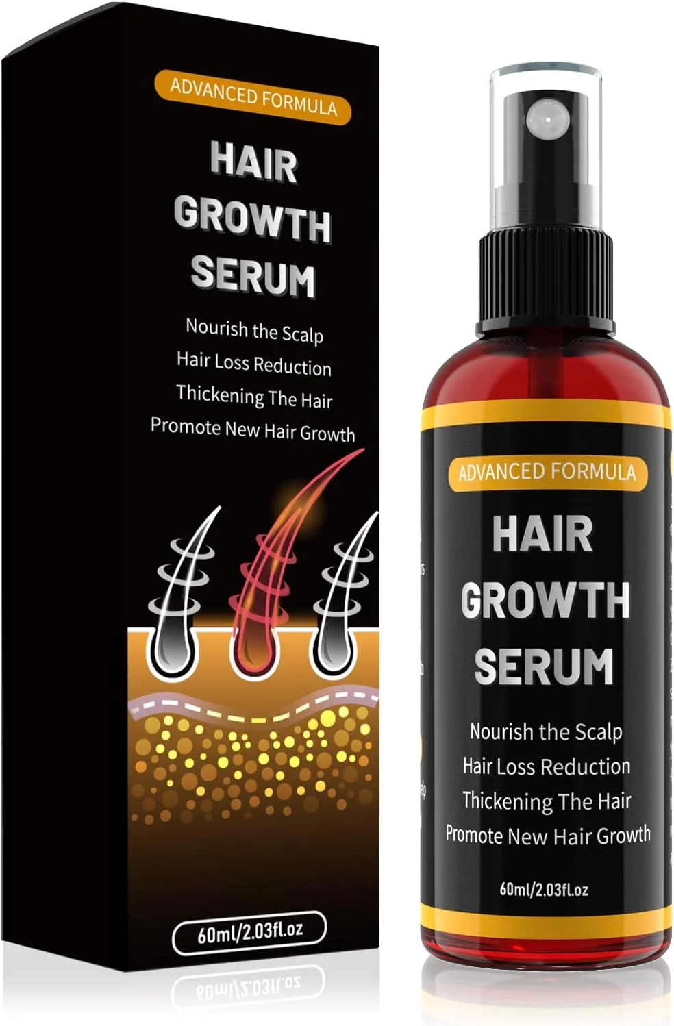 اسپری سرم رشد مو YaaHei، روغن مو با بیوتین و رزماری، تسریع رشد مو، جلوگیری از ریزش مو، مناسب برای آقایان و بانوان، سرم رشد ریش، ملایم و غیر چرب، 60 میلی لیتر