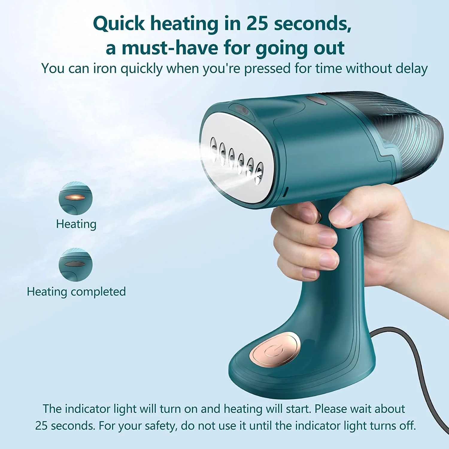 بخارگر لباس ALMEKAQUZ، بخارگر تاشو و دستی لباس، بخارگر مسافرتی با گرم شدن سریع در 25 ثانیه و خاموش شدن خودکار، اتو بخار پارچه ای کوچک قابل حمل برای خانه (اتو بخار Y-142 -1)