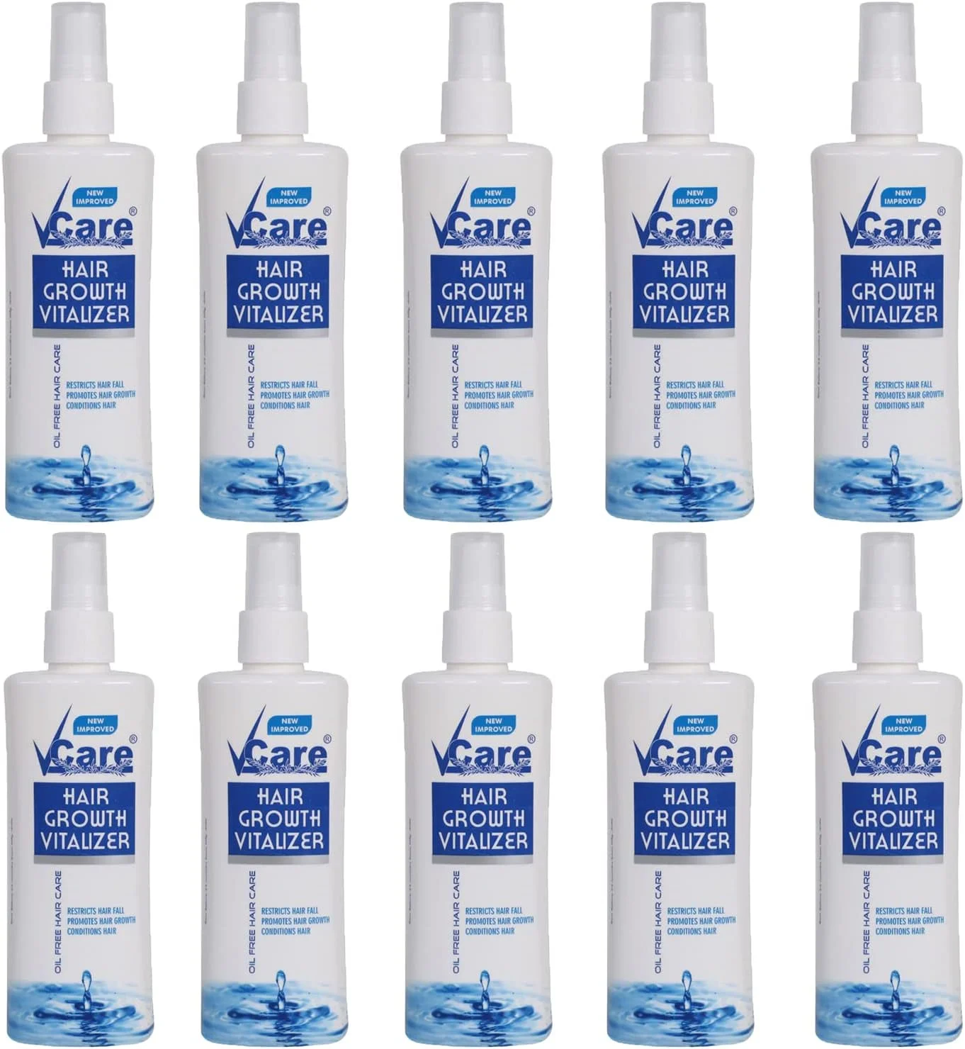 محلول تقویت کننده رشد مو VCare برای موهای وز و مرطوب کننده پوست سر خشک | کاهش ریزش مو | تقویت رشد مو | سرم کنترل شوره سر بدون روغن | بدون سولفات، بدون تست حیوانی و بدون پارابن (بسته 10 عددی) 100 میل