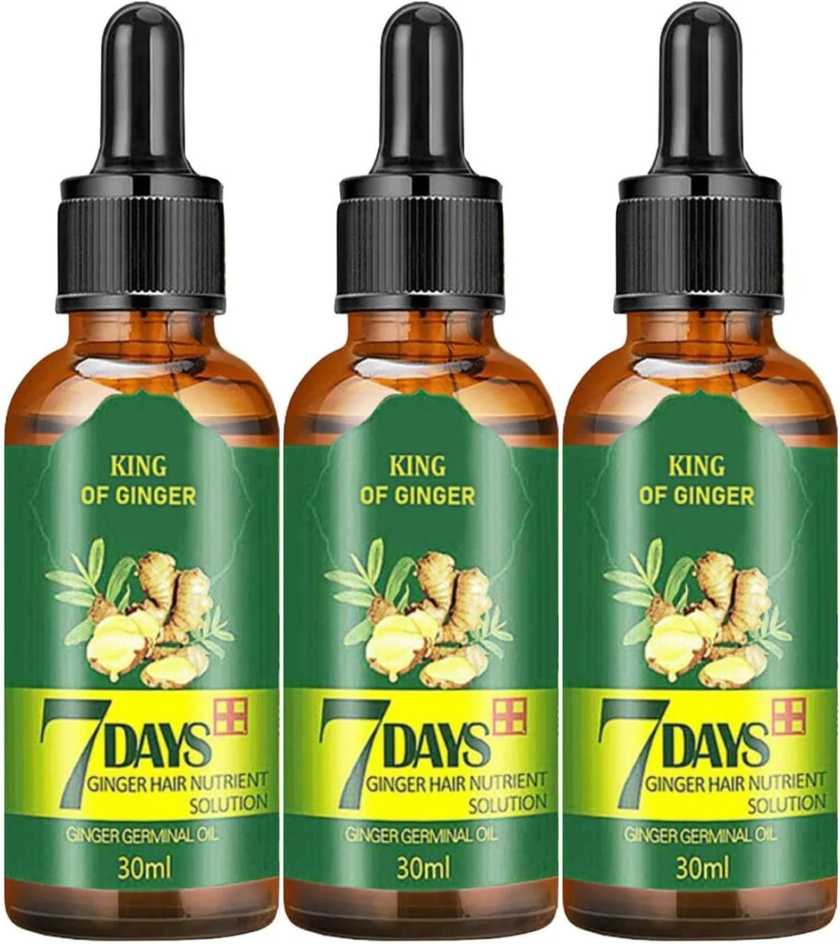 TSSPLUS [موجود در انبار آمریکا] بسته 3 عددی سرم رشد مو 7 روزه با زنجبیل، روغن رشد سریع، اسانس درمان ضد ریزش