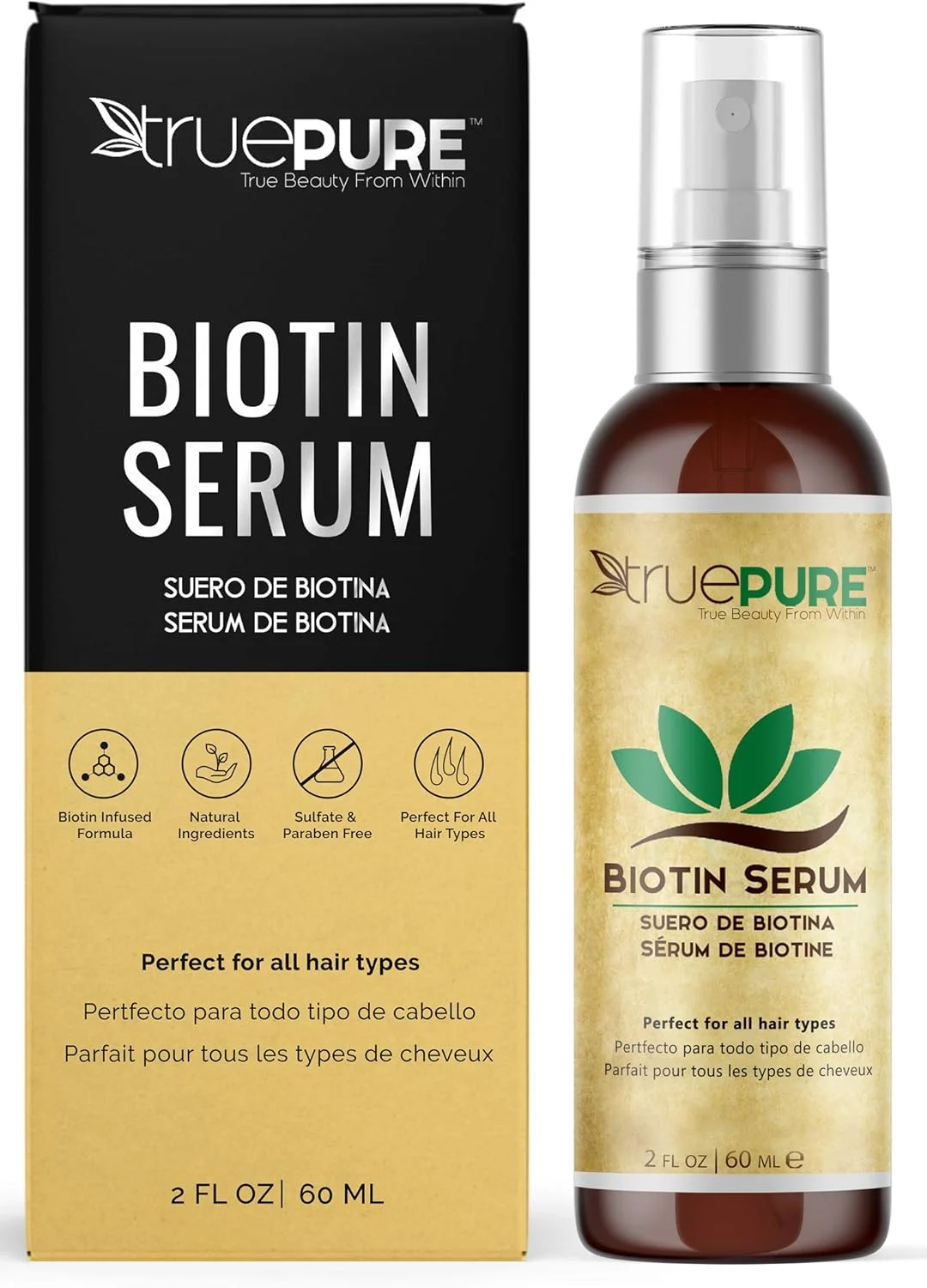 سرم رشد مو بیوتین TruePure - درمان جلوگیری از ریزش مو برای آقایان و خانم ها با موهای نازک و کم پشت - فرمول مراقبت از مو بدون عطر و سولفات، 60 میلی لیتر سرم رشد مو بیوتین TruePure - درمان جلوگیری از ریزش مو برای آقایان و خانم ها با موهای نازک و کم پشت - فرمول مراقبت از مو بدون عطر و سولفات، 60 میلی لیتر