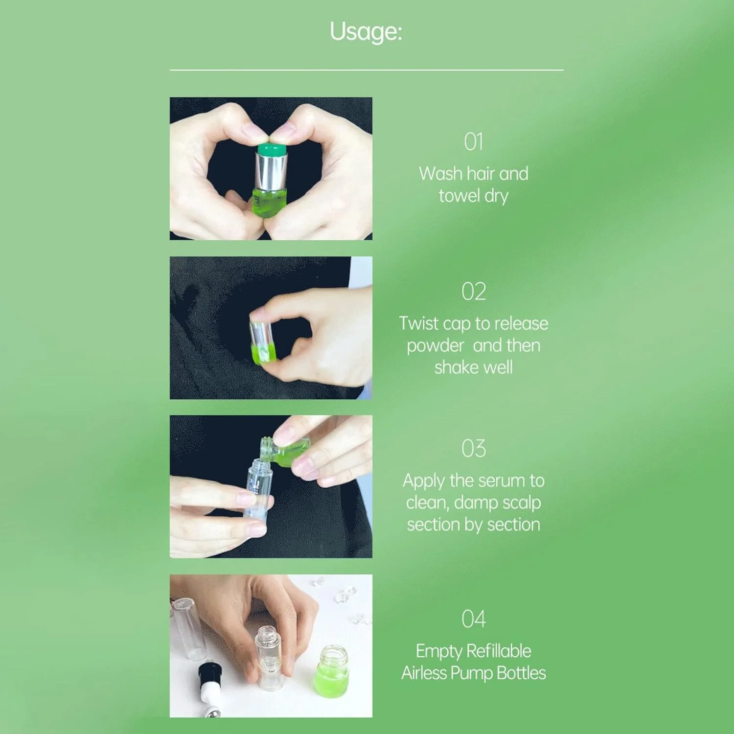 سرم رشد مو، درمان رشد مو NLLNT، ضد ریزش مو، تقویت کننده موهای ضخیم تر و قوی تر، و روغن رشد مجدد مو برای مردان و زنان، فناوری خلاقانه جداسازی آب و روغن 4X5ml