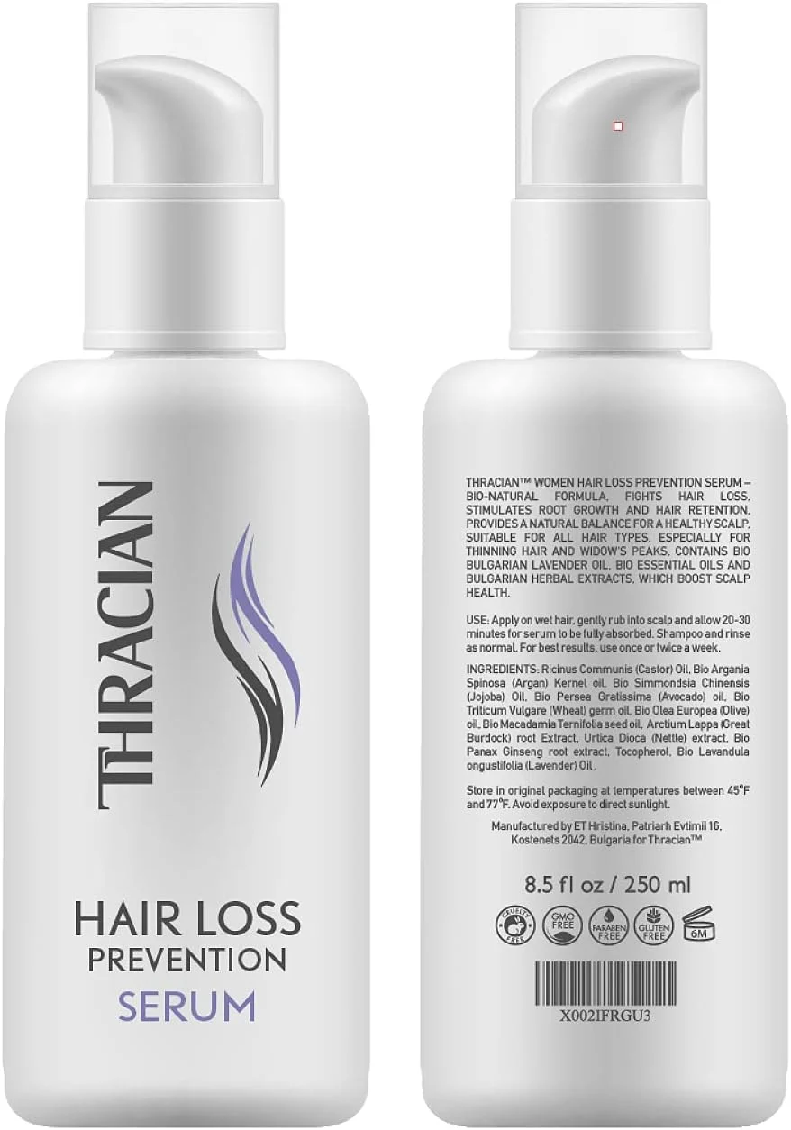 سرم ضد ریزش موی طبیعی تراکیان برای زنان، فرمول غلیظ کننده با روغن های اسطوخودوس و آرگان ارگانیک بلغاری – 250 میلی لیتر