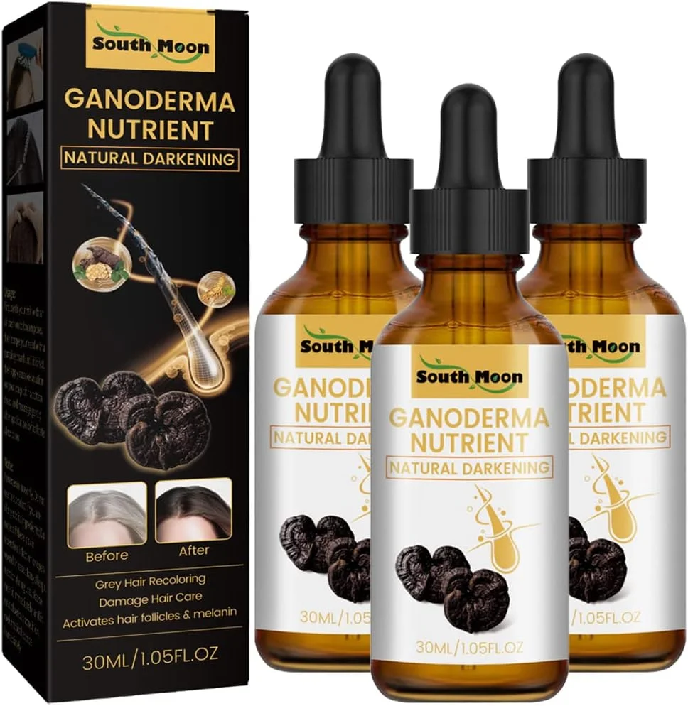 سرم بازگرداننده موهای سفید HFAOHO SilverVanish، سرم ضد سفیدی مو DARKA Pro، سرم تیره کننده طبیعی مغذی گانودرما، روغن رشد مو ضد سفیدی مو برای زنان و مردان (3 عدد)