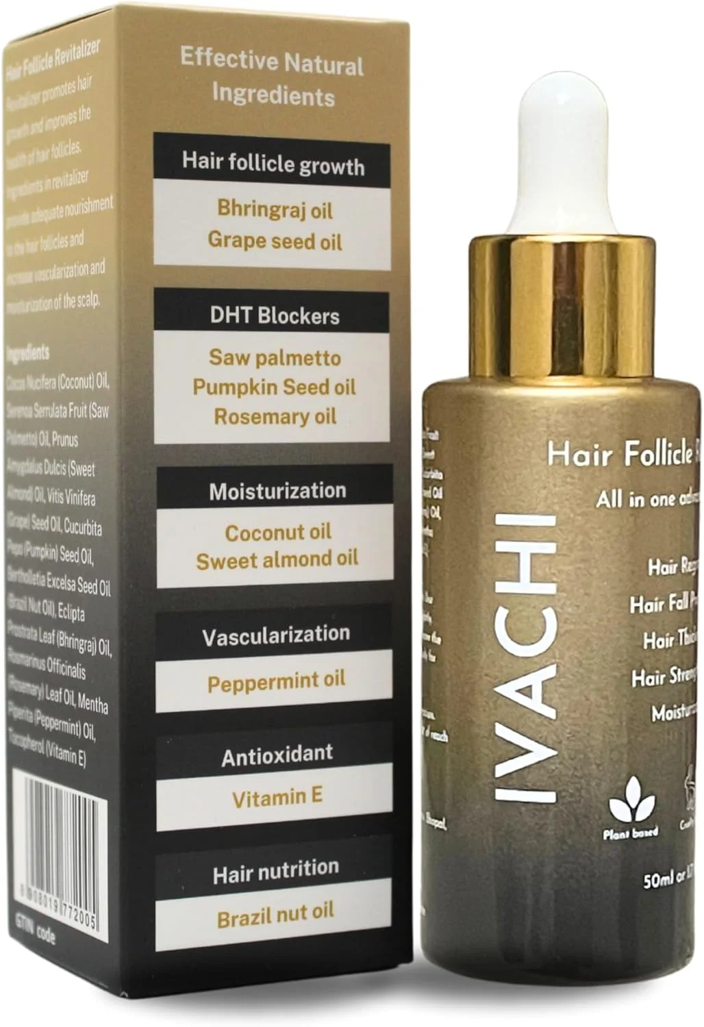 احیا کننده مو آیواچی برای رشد مو و کنترل ریزش مو در 30 روز | سرم مو گیاهی برای زنان و مردان با روغن رزماری، روغن نخل اره ای و مواد مغذی ضروری مو | 50 میلی لیتر