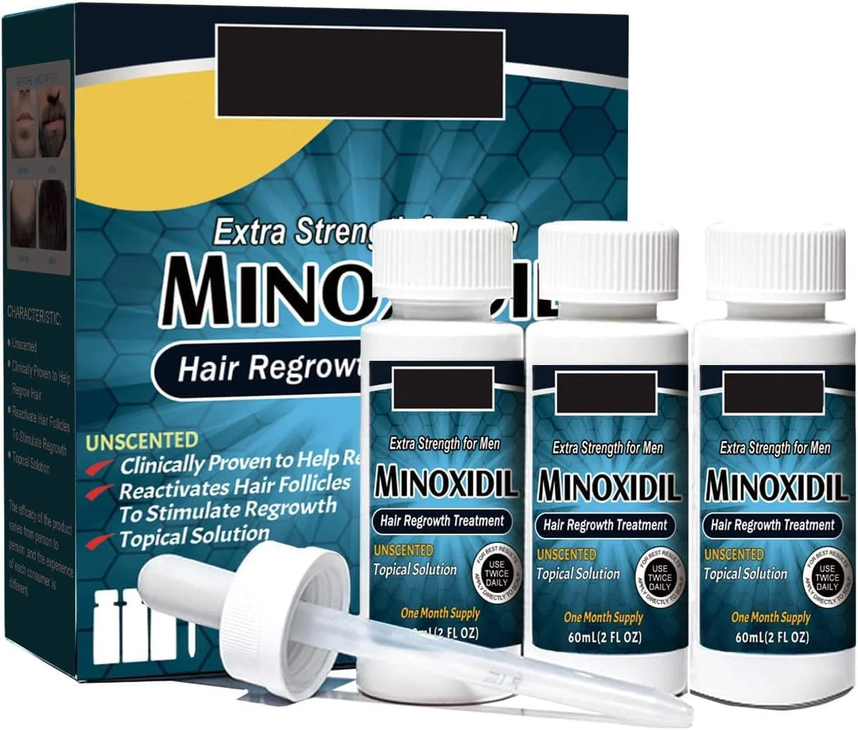 مایع رشد مجدد مو ایست مون، سرم ضخیم کننده مو برای مردان - فرمول عصاره زنجبیل برای افزایش حجم مو، 60 میلی لیتر بسته 3 عددی