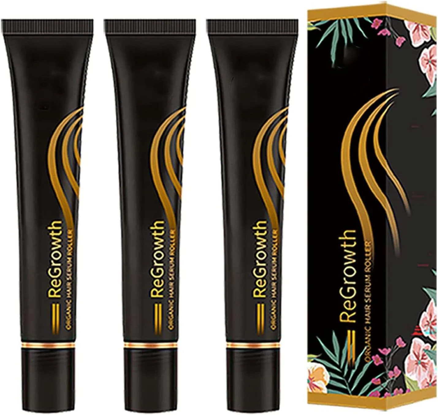 مجموعه سرم غلتکی رویش مجدد موی ارگانیک 20 میلی لیتری، اسانس رشد مو با ماساژور سه غلتکی، سرم رشد موی متمرکز پوست سر، روغن رشد مو برای موهای قوی تر، ضخیم تر و بلندتر (3 عدد)
