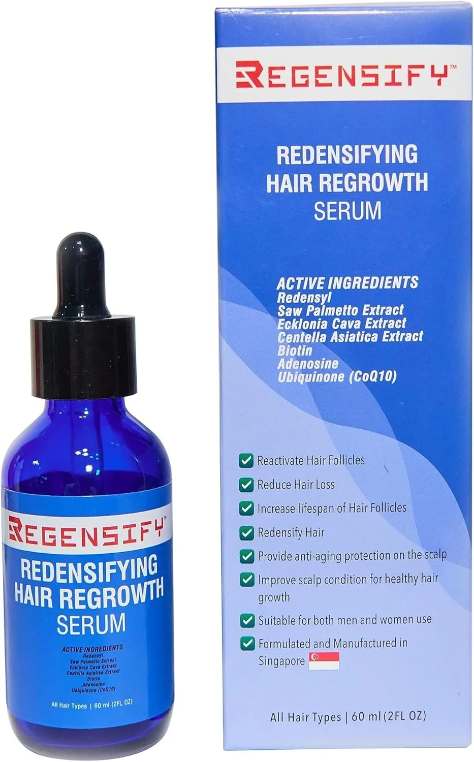 سرم احیا کننده و متراکم کننده مو رجنسیف 60 میلی لیتر [حاوی ردنسيل، آدنوزین، بیوتین، کوآنزیم Q10، سنتلا آسیاتیکا، سائو پالمتو و اکلونیا کاوا]