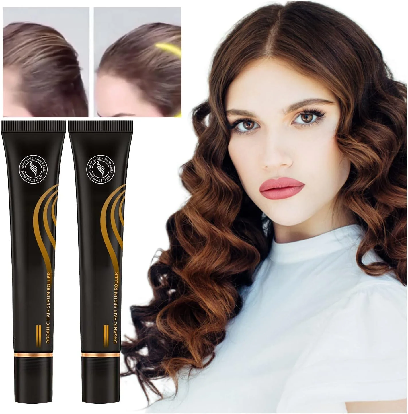 سرم مو رولی توپی گیاهی ماساژ مو - سرم واکنش دهنده مو - سرم رشد مو برای موهای طبیعی، برای موهای قوی تر و ضخیم تر برای عقب رفتن خط مو و طاسی الگویی (A, A)