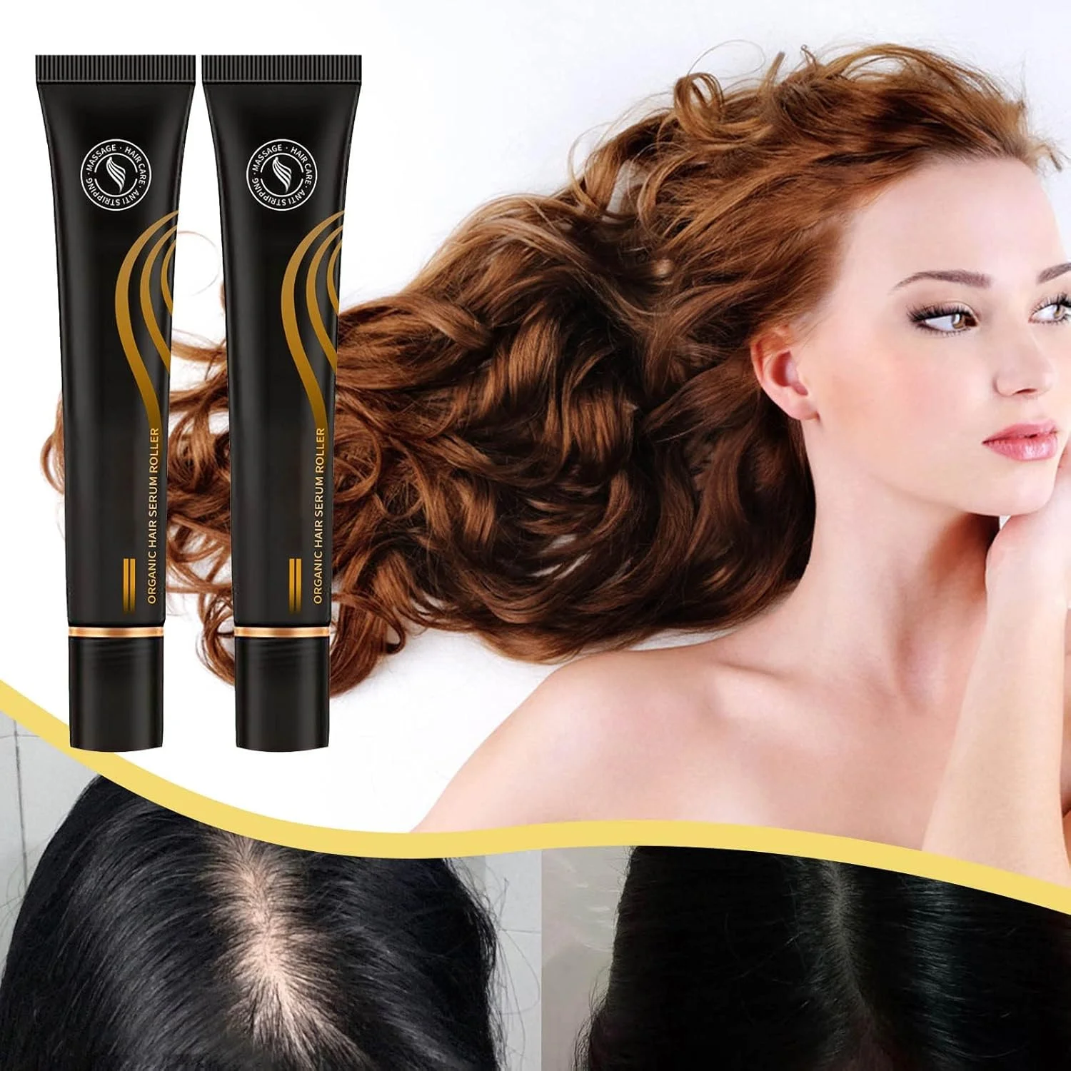 سرم مو رولی توپی گیاهی ماساژ مو - سرم واکنش دهنده مو - سرم رشد مو برای موهای طبیعی، برای موهای قوی تر و ضخیم تر برای عقب رفتن خط مو و طاسی الگویی (A, A)