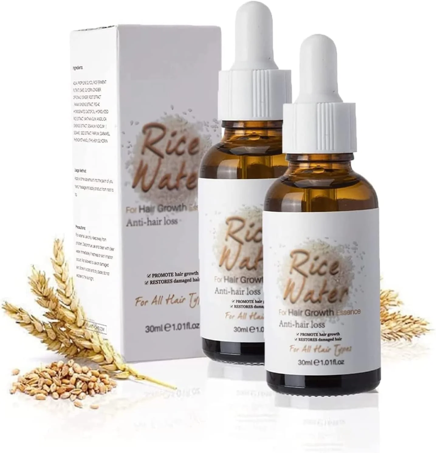 سرم آب برنج تخمیر شده Puraect حجم 30 میلی لیتر، سرم آب برنج تخمیر شده، روغن رشد مو، سرم رشد مو، سرم رشد مو با آب برنج برای موهای نازک و ریزش مو، ضد ریزش مو (2 عدد)