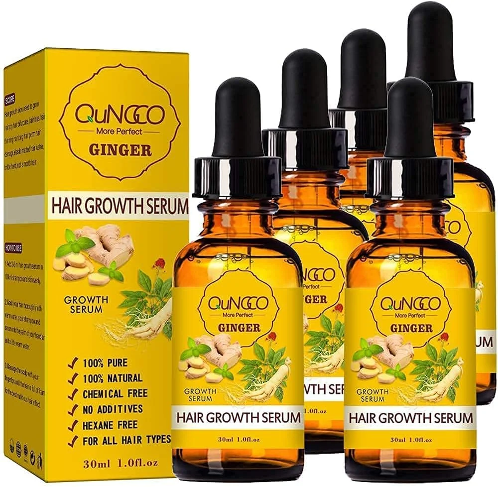 محلول تقویت کننده و ضد ریزش مو QUNGCO، بسته 5 عددی، مناسب برای خانم ها و آقایان، افزایش تراکم و ضخامت مو