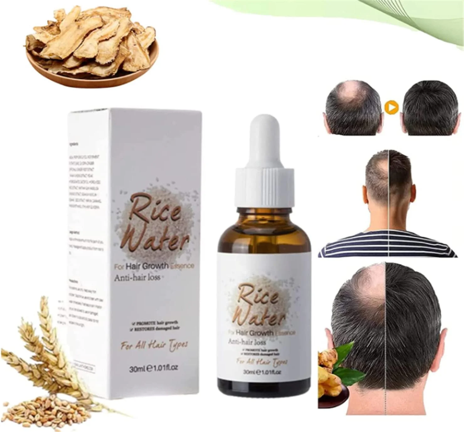 سرم آب برنج تخمیر شده PurAect، آب برنج برای رشد مو، سرم رشد مو بیوتین، سرم رشد مو آب برنج برای نازک شدن مو و ریزش مو (3 عدد)