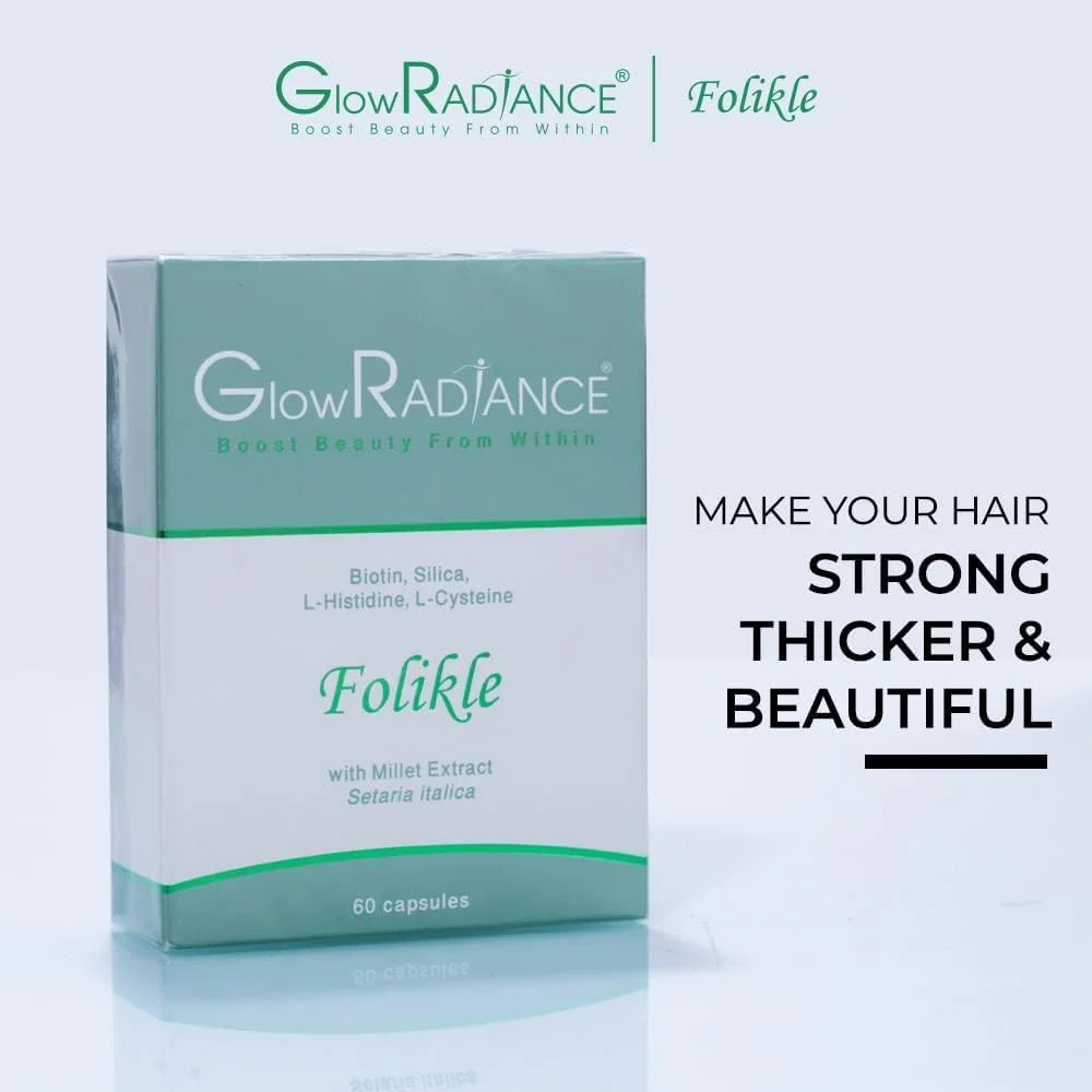 سرم رشد موی پیشرفته Glow Radiance برای پوست سر | کپسول های فولیکل و سرم رشد مو برای رشد مو و کنترل ریزش مو | بسته ترکیبی 30 میلی لیتری