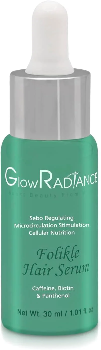 سرم رشد موی پیشرفته Glow Radiance برای پوست سر | کپسول های فولیکل و سرم رشد مو برای رشد مو و کنترل ریزش مو | بسته ترکیبی 30 میلی لیتری